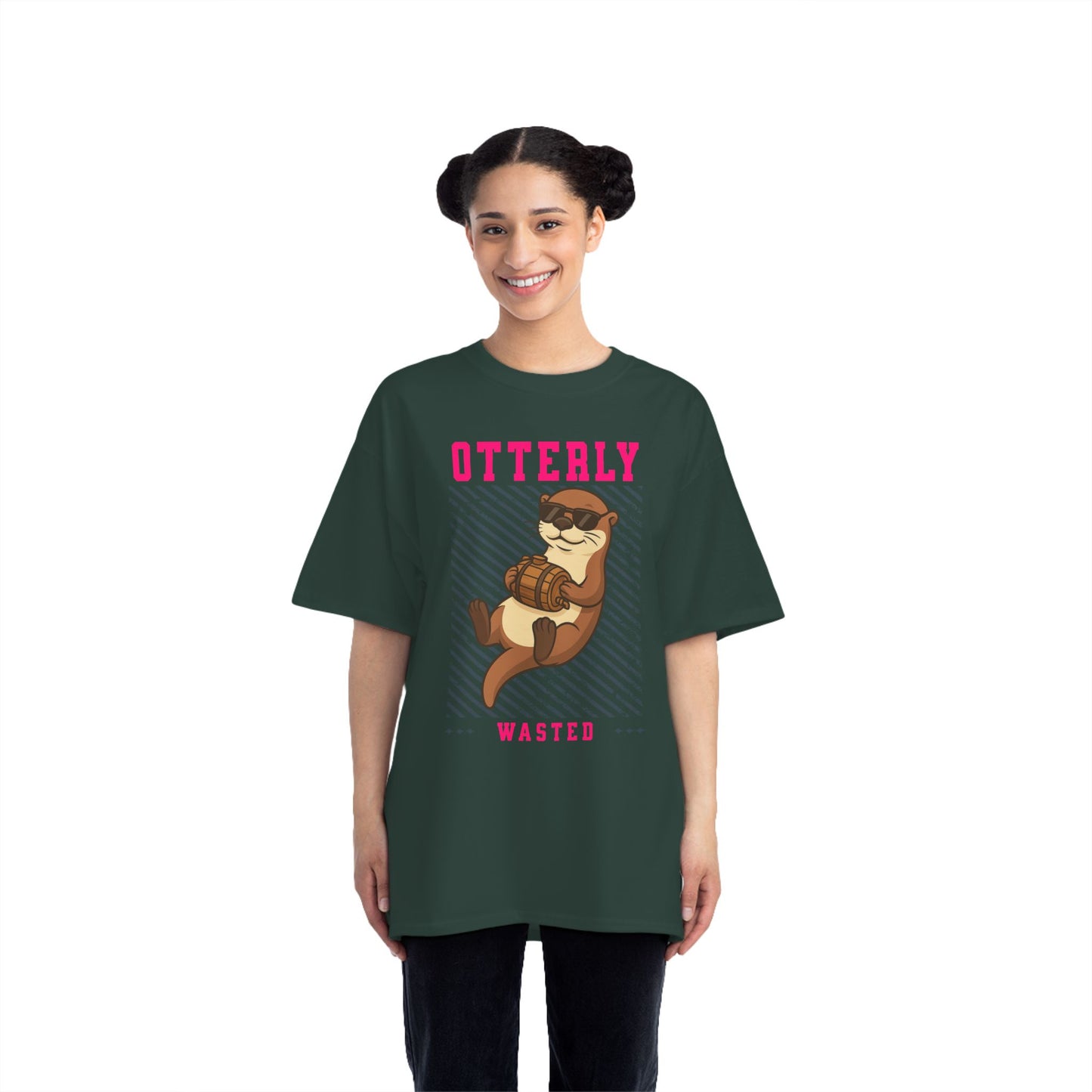 Otterly Wasted Oversized T-Shirt – Funny Animal Pun Graphic Tee | Custom Beer Party Print