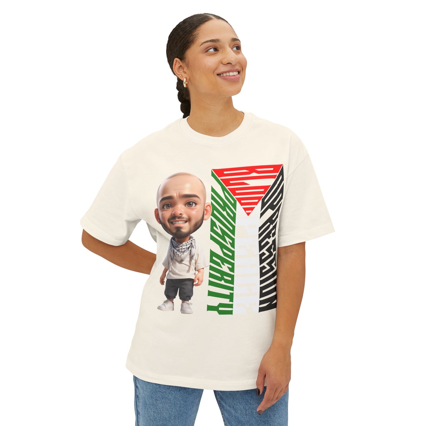 Palestinian Flag Freedom Peace Equality Oversized Tee – Solidarity Shirt - FPD