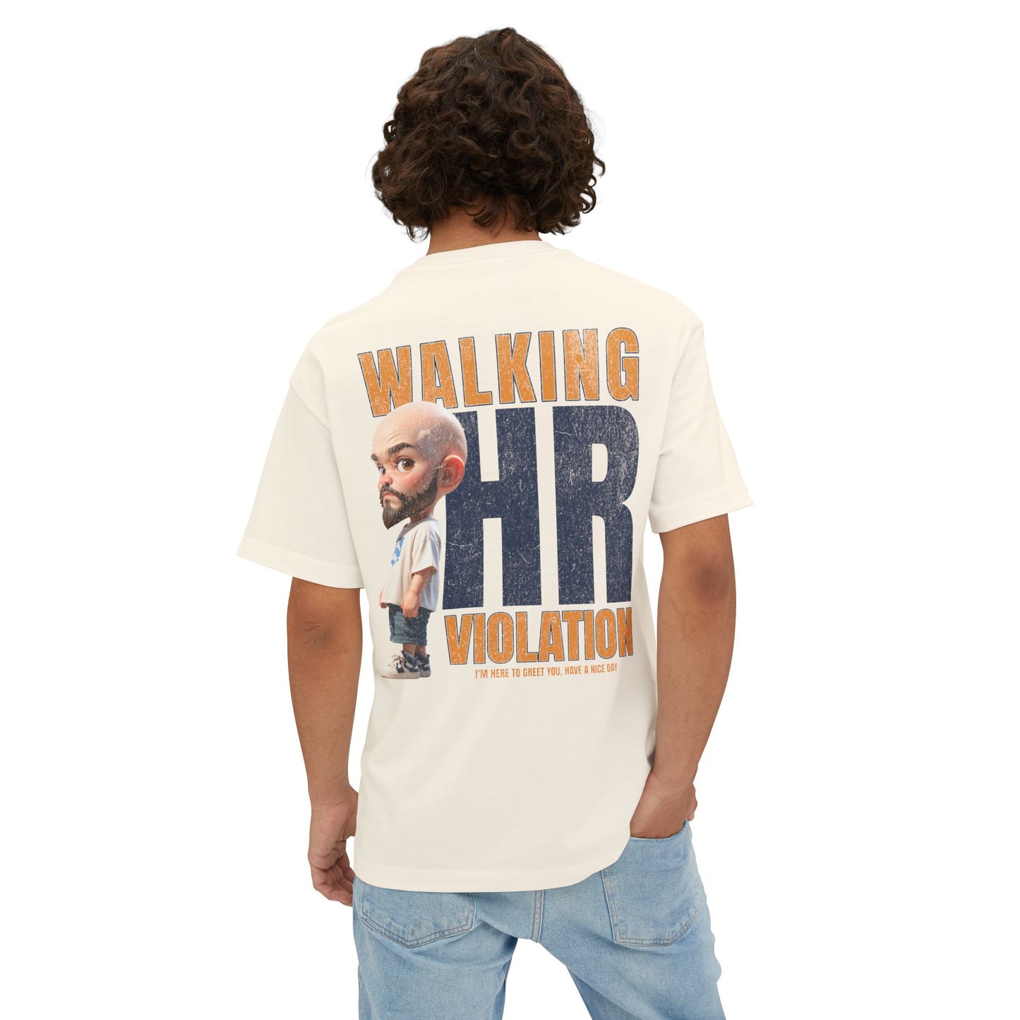 Walking HR Violation Oversized Tee – Bold Corporate Humor Graphic Shirt