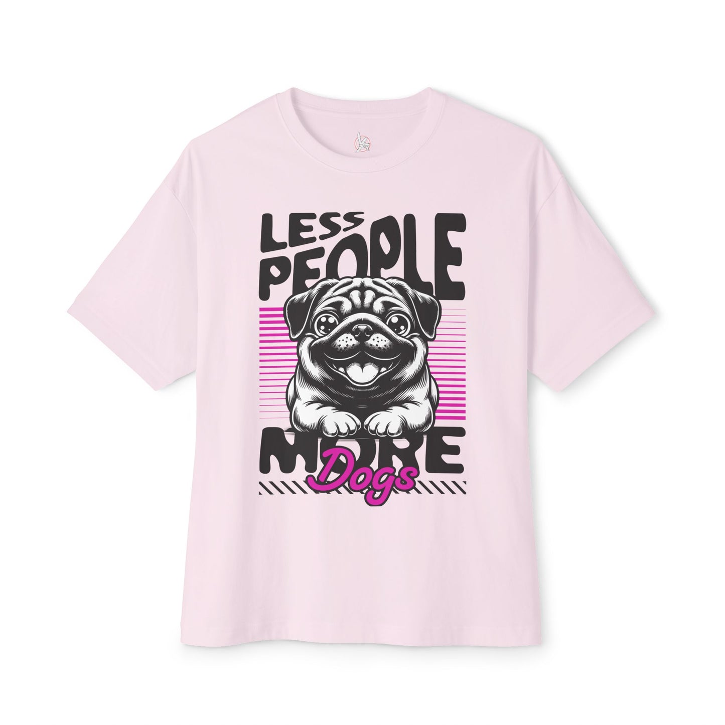 Less People More Dogs Oversized T-Shirt – Relaxed Fit Funny Dog Tee - FPD