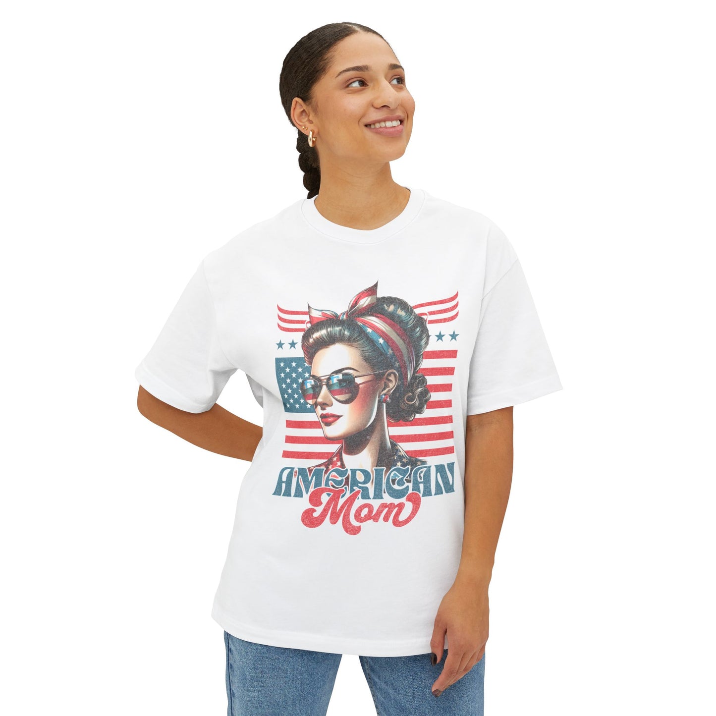 American Mom Oversized T-Shirt – Relaxed Patriotic Style for Moms