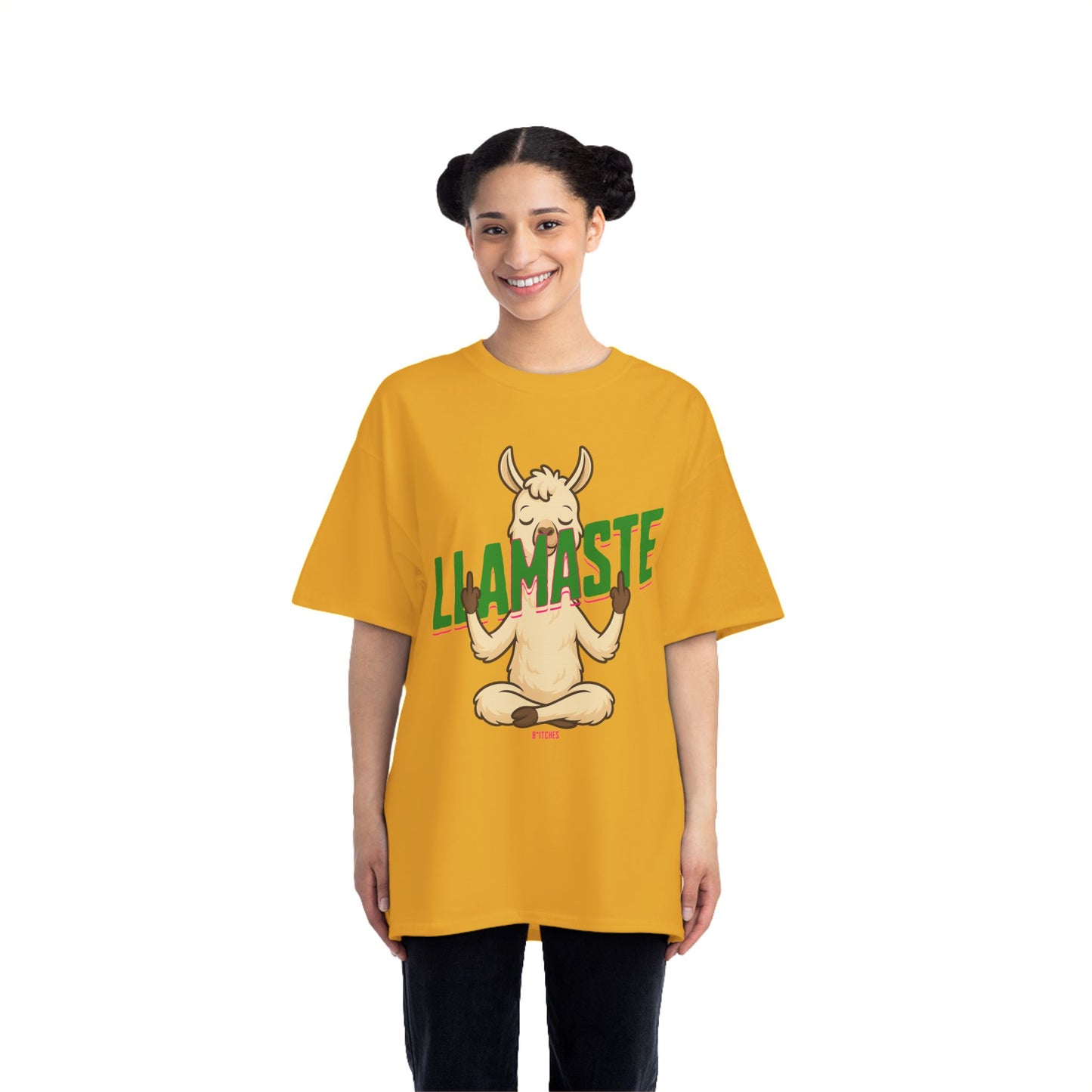 Funny Oversized T-Shirt Print – Yoga Llama Graphic Tee for Men & Women