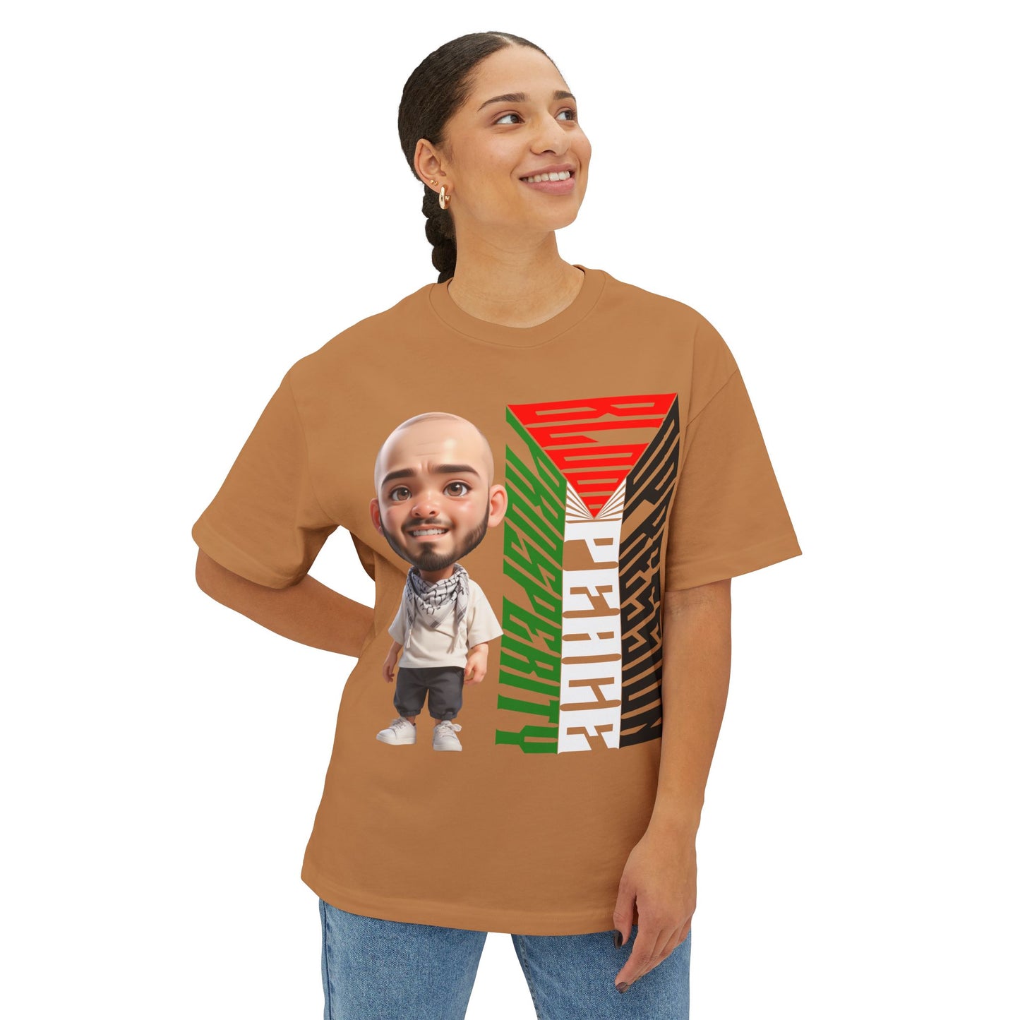 Palestinian Flag Freedom Peace Equality Oversized Tee – Solidarity Shirt - FPD