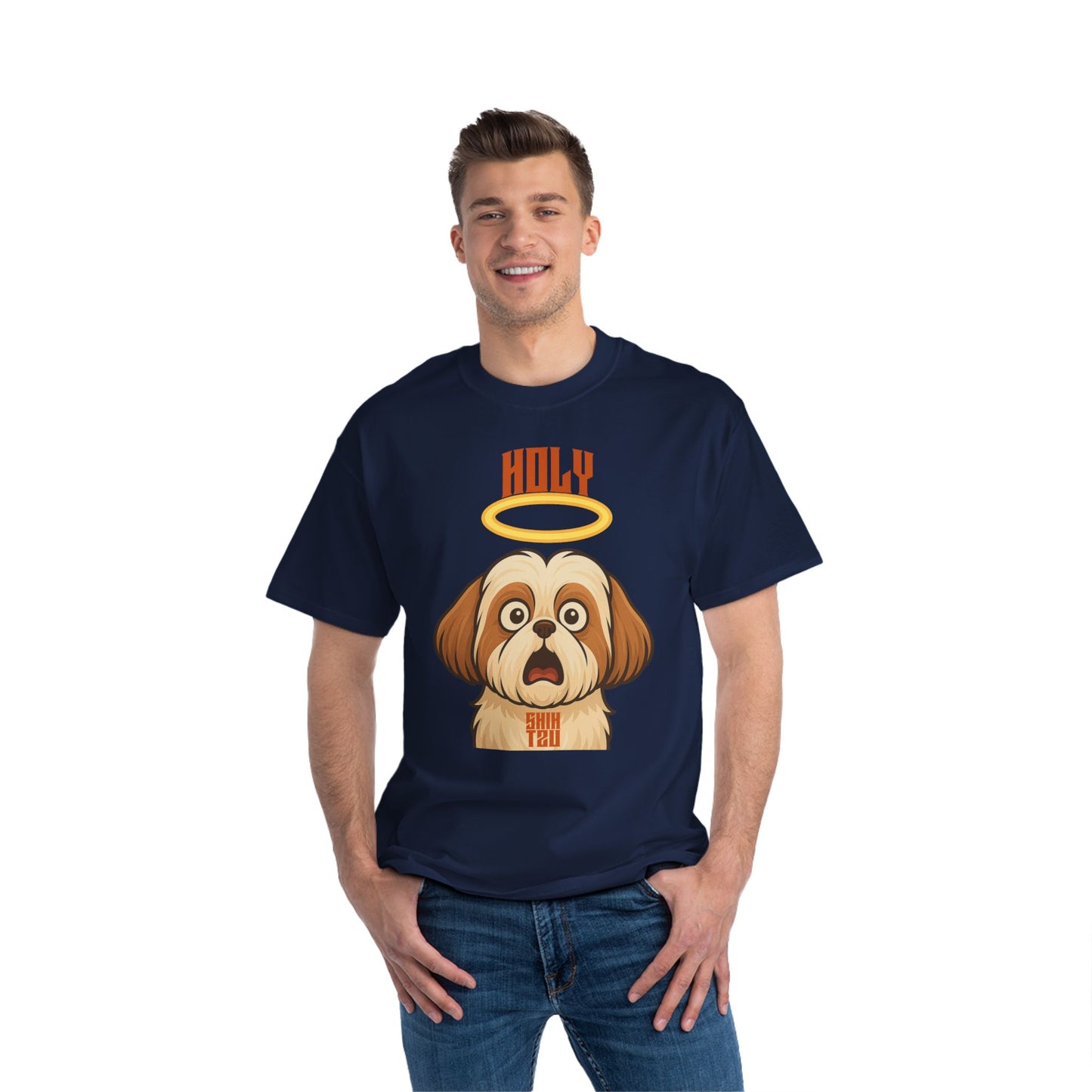 Holy Shih Tzu Oversized T-Shirt – Funny Graphic Print Tee for Men & Women