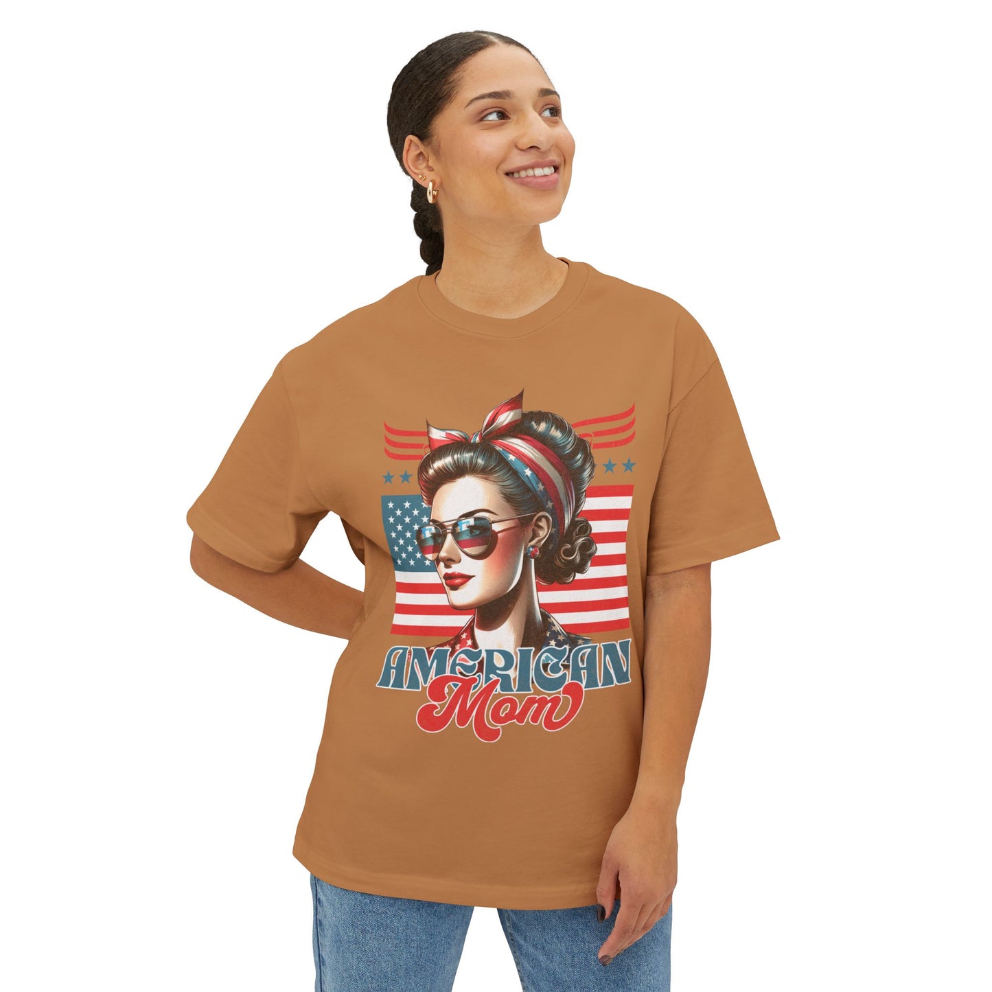 American Mom Oversized T-Shirt – Relaxed Patriotic Style for Moms