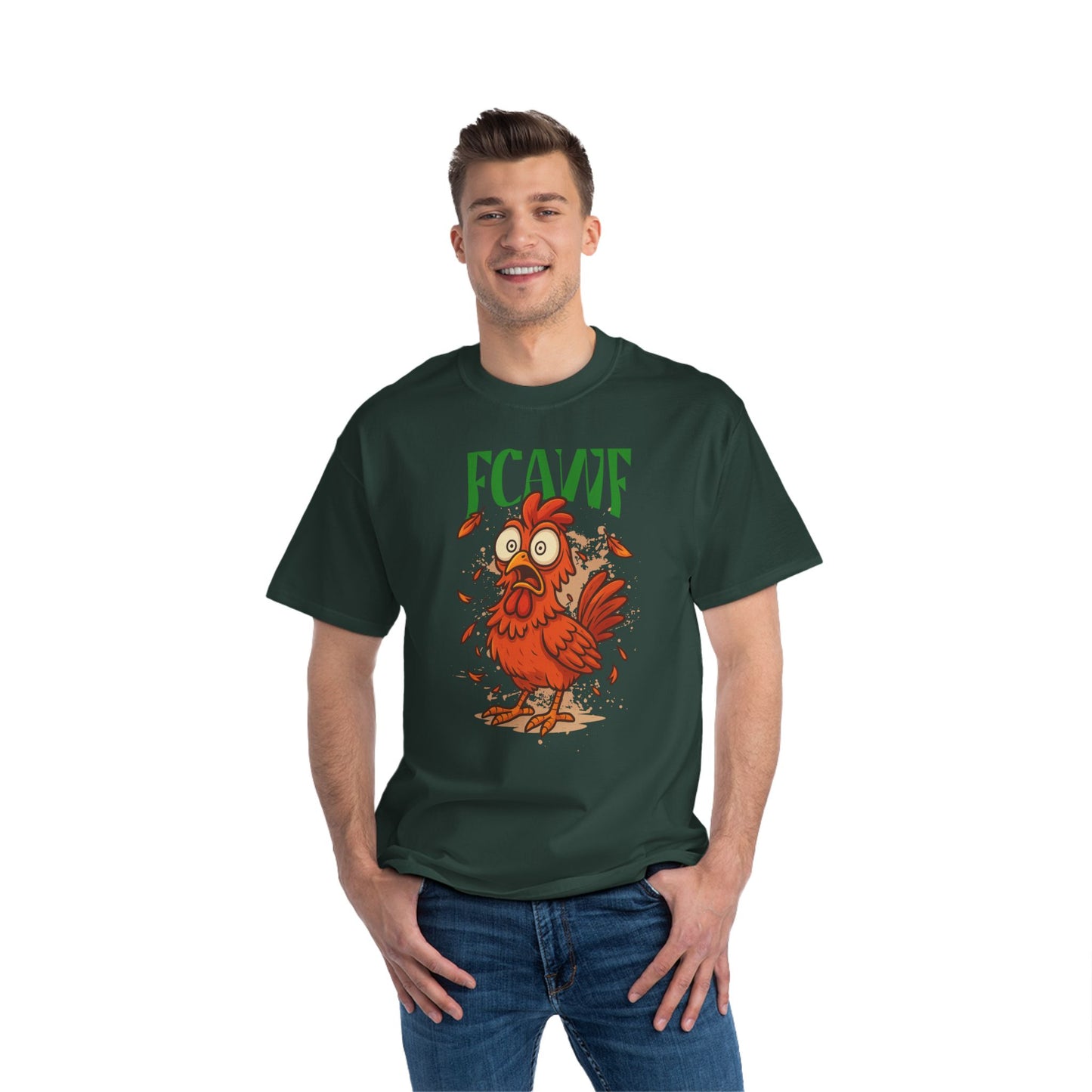 Funny Oversized Chicken T-Shirt – Graphic Tee Print for Men & Women | Shocked Chicken Cartoon Design