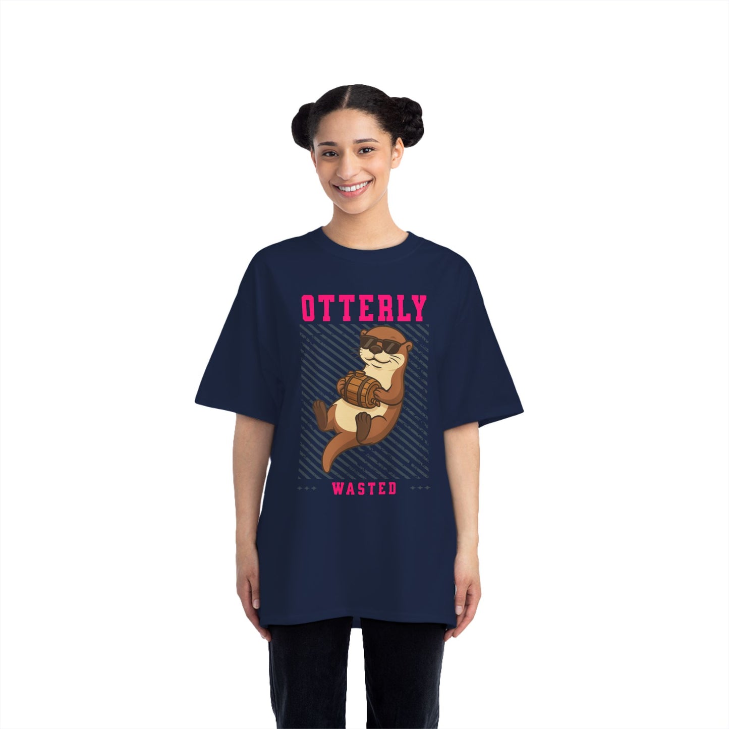 Otterly Wasted Oversized T-Shirt – Funny Animal Pun Graphic Tee | Custom Beer Party Print
