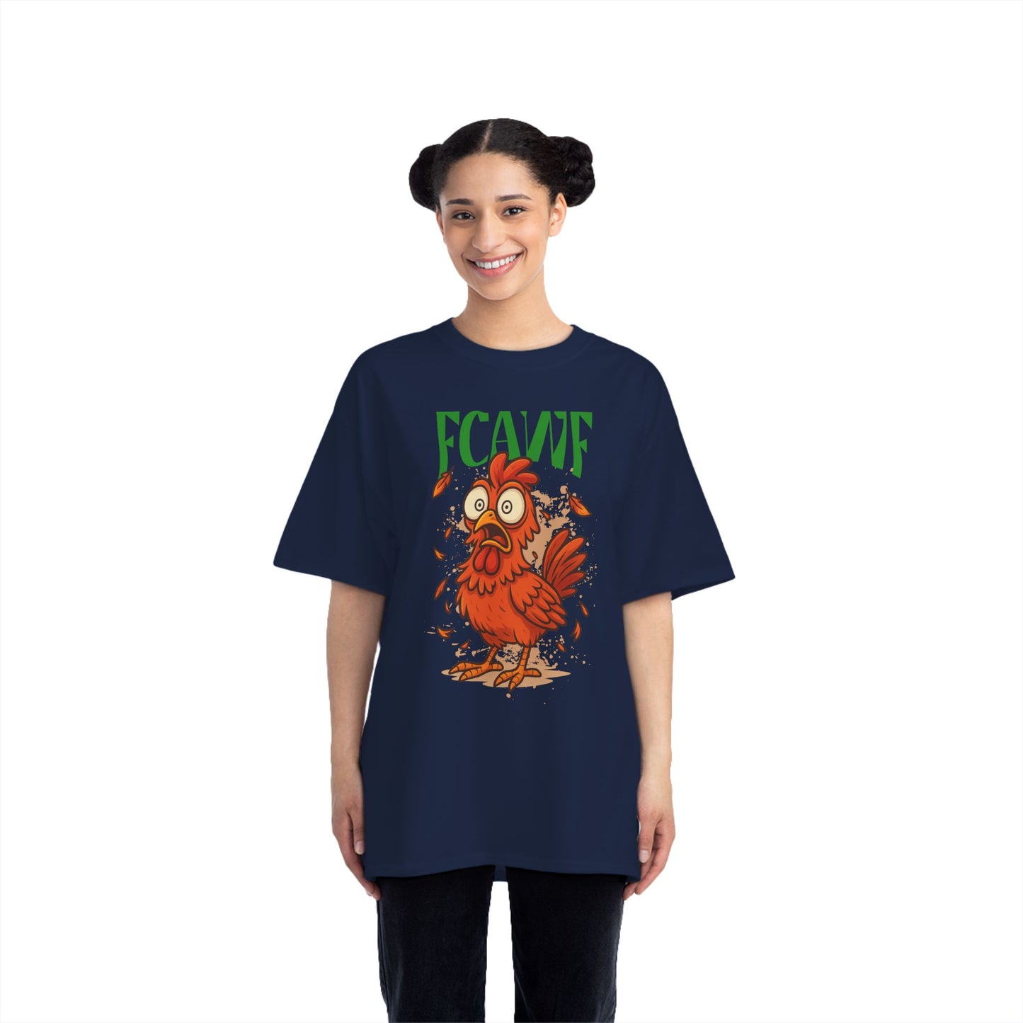 Funny Oversized Chicken T-Shirt – Graphic Tee Print for Men & Women | Shocked Chicken Cartoon Design