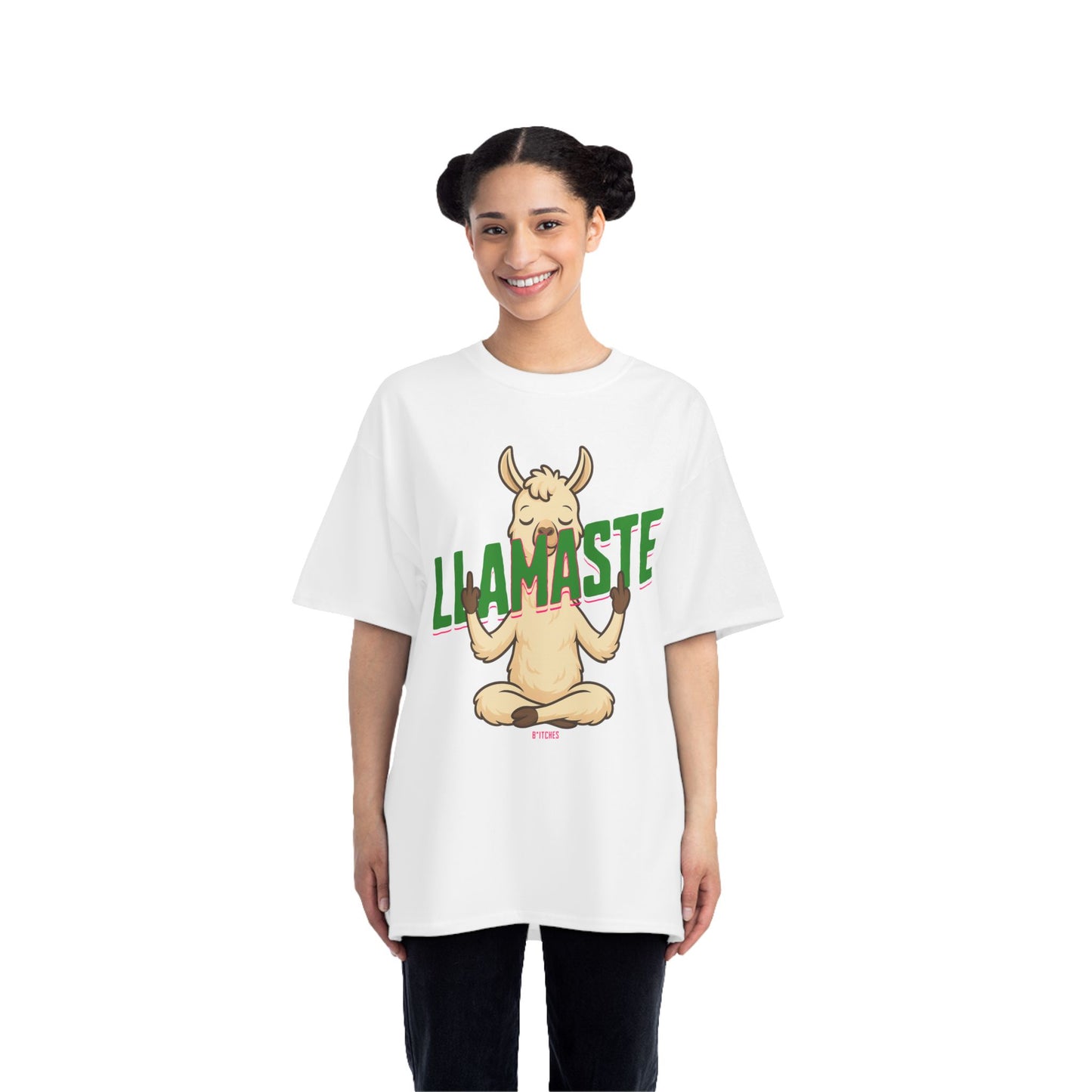 Funny Oversized T-Shirt Print – Yoga Llama Graphic Tee for Men & Women