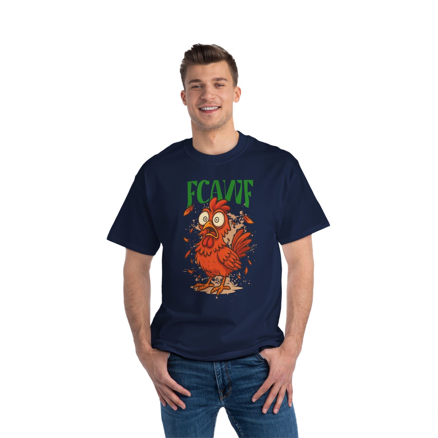 Funny Oversized Chicken T-Shirt – Graphic Tee Print for Men & Women | Shocked Chicken Cartoon Design