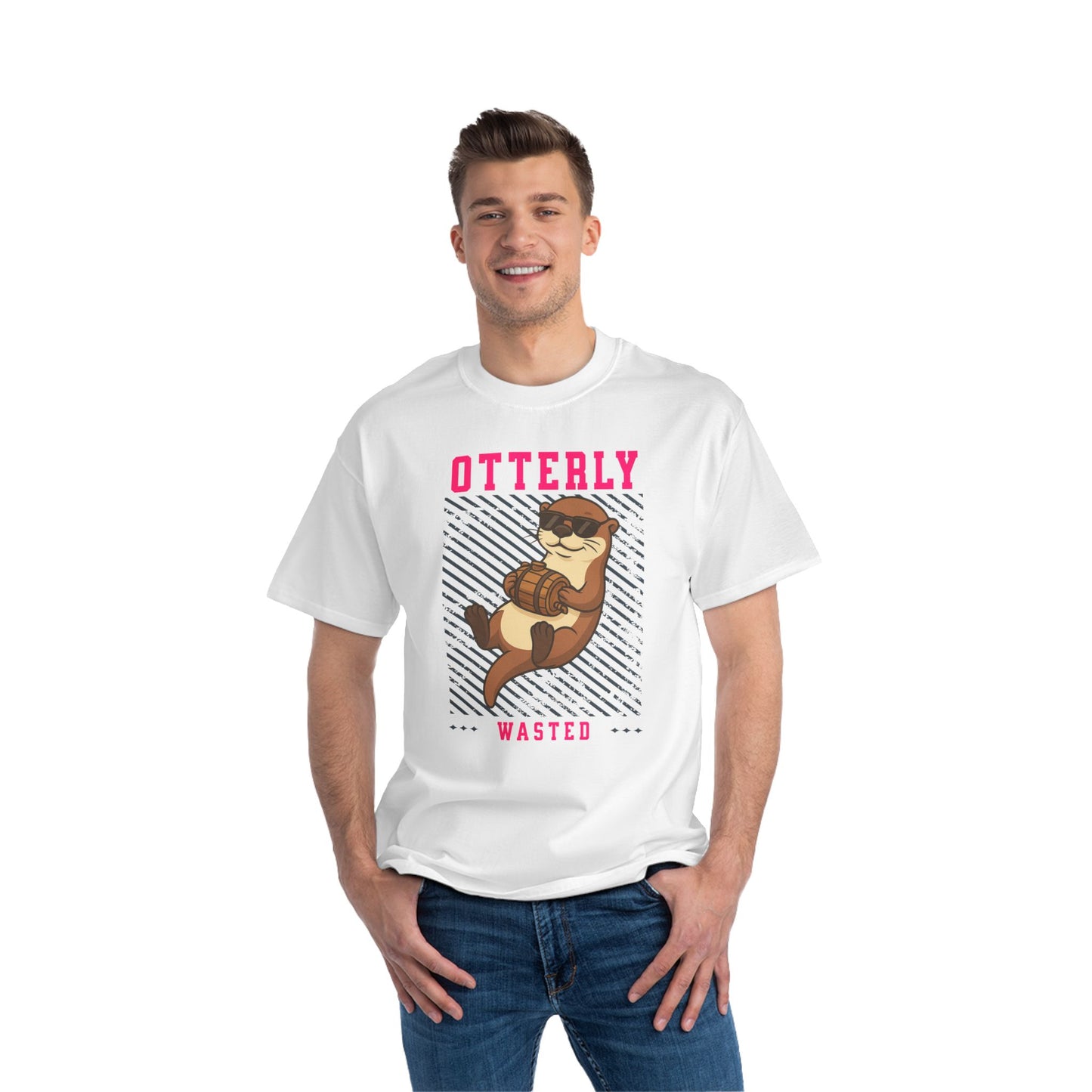 Otterly Wasted Oversized T-Shirt – Funny Animal Pun Graphic Tee | Custom Beer Party Print