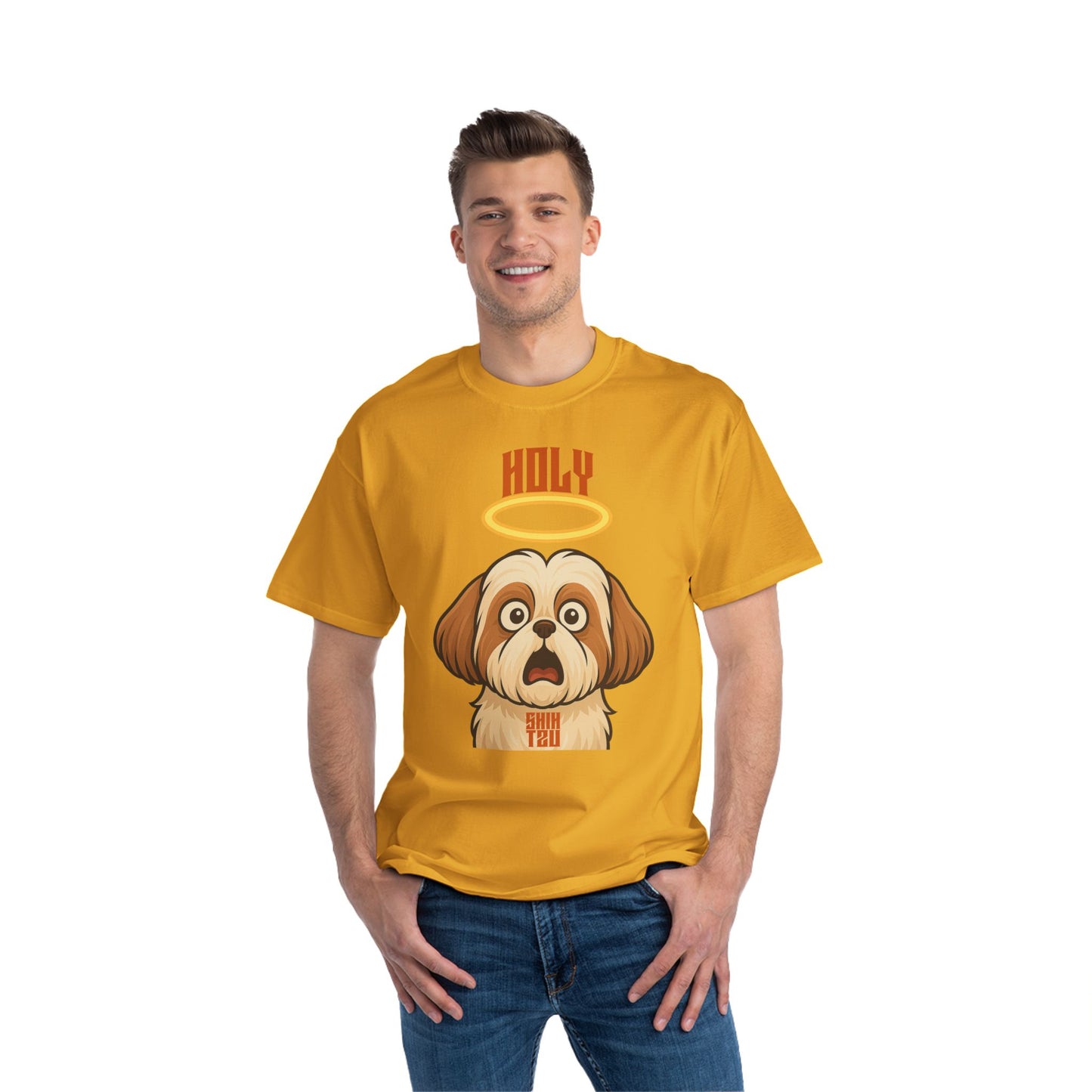 Holy Shih Tzu Oversized T-Shirt – Funny Graphic Print Tee for Men & Women
