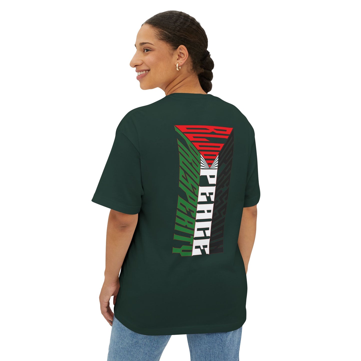 Palestinian Flag Blood Peace Prosperity Oversized Tee – Freedom & Solidarity Shirt - F&BPD