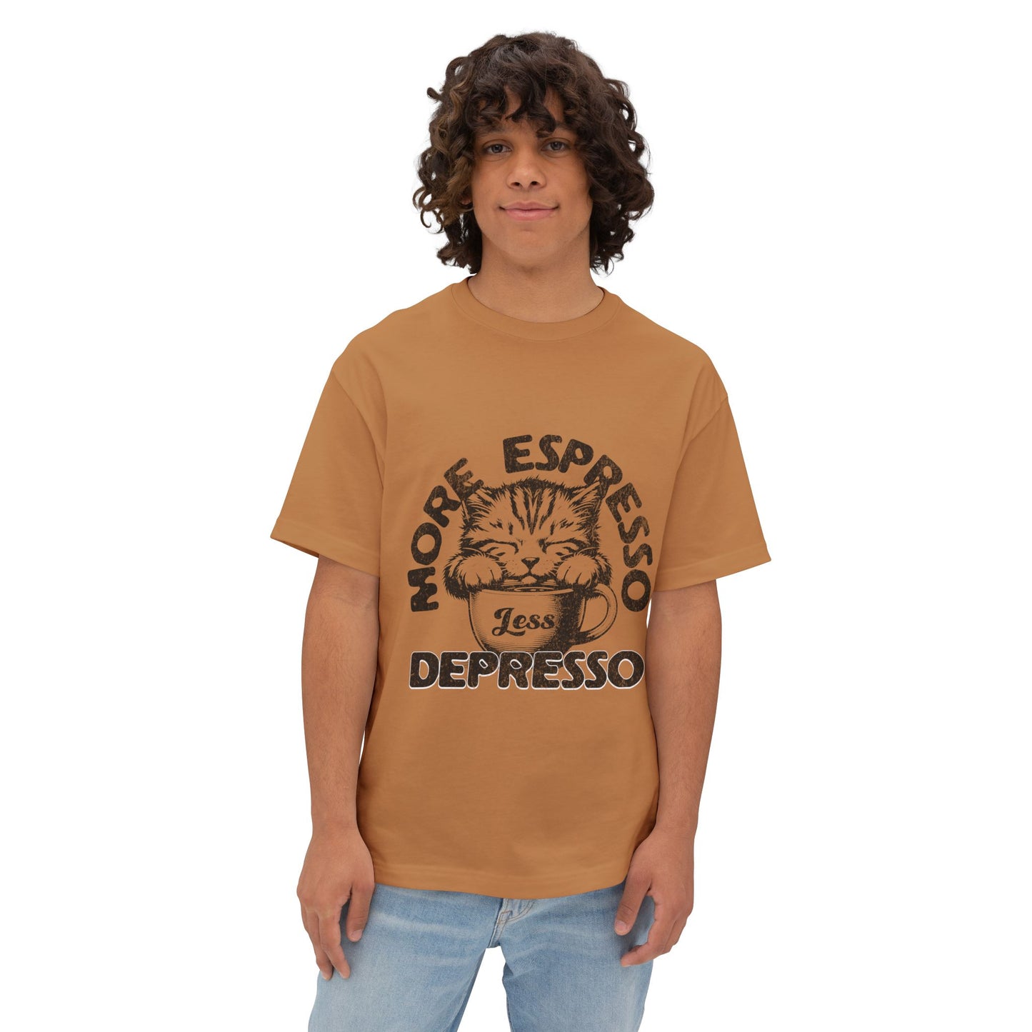 FPD - More Espresso Less Depresso Oversized Tee – Coffee & Mood Statement