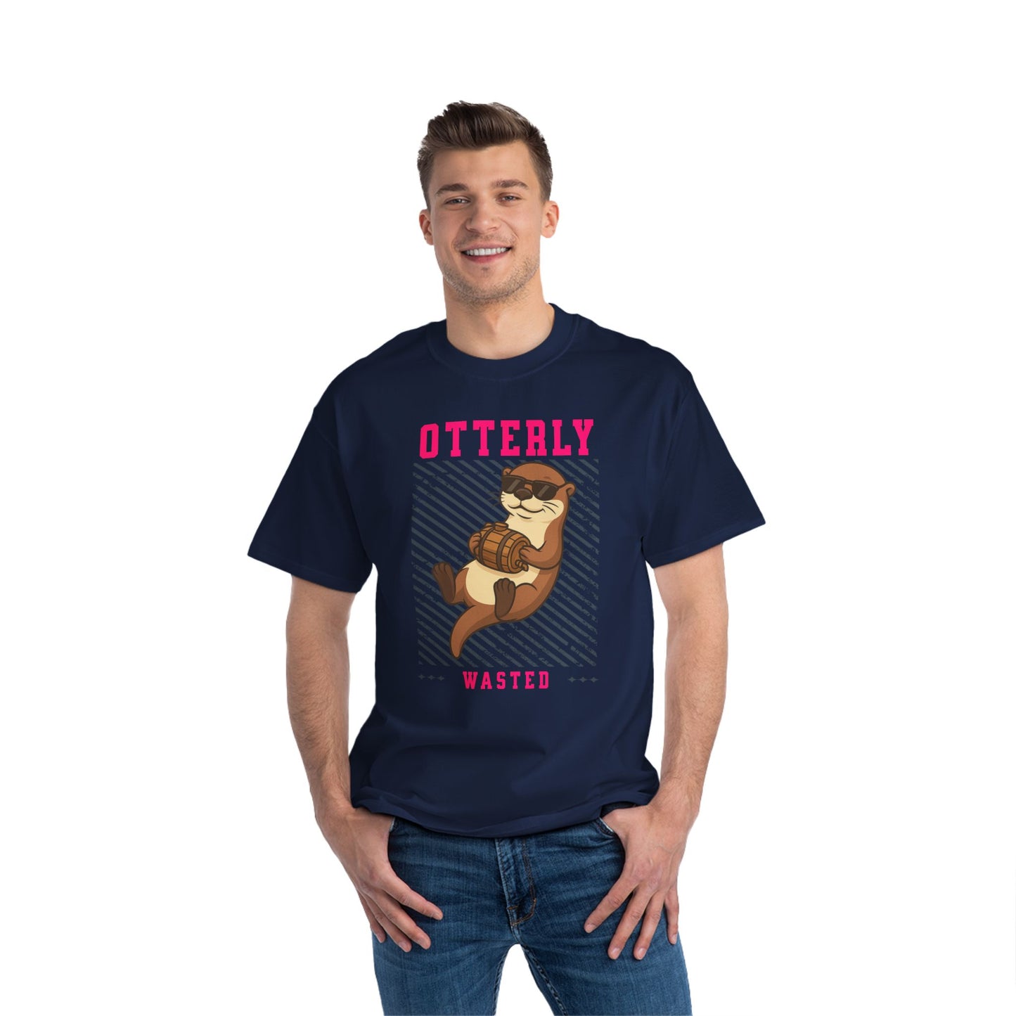 Otterly Wasted Oversized T-Shirt – Funny Animal Pun Graphic Tee | Custom Beer Party Print