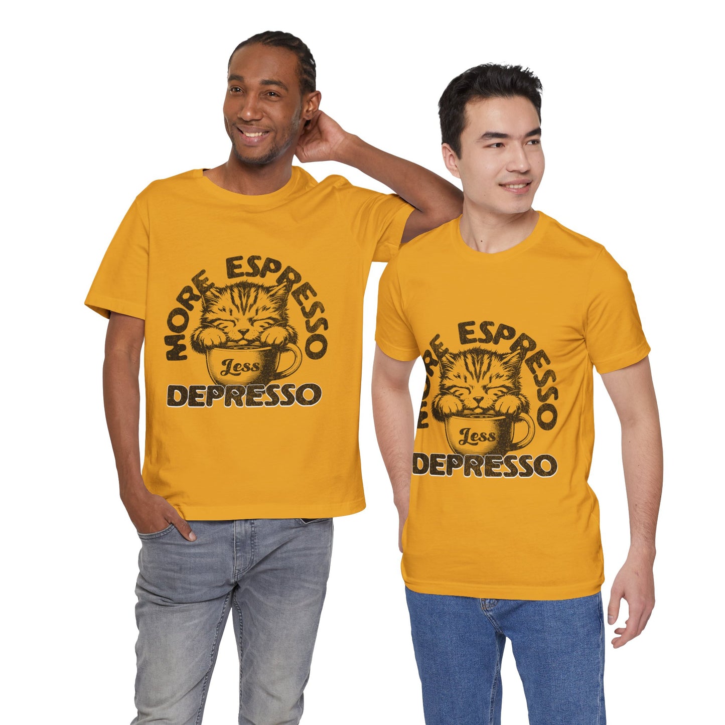 FPD - Unisex T-shirt - More Espresso Less Depresso Tee – Coffee Humor Statement Shirt