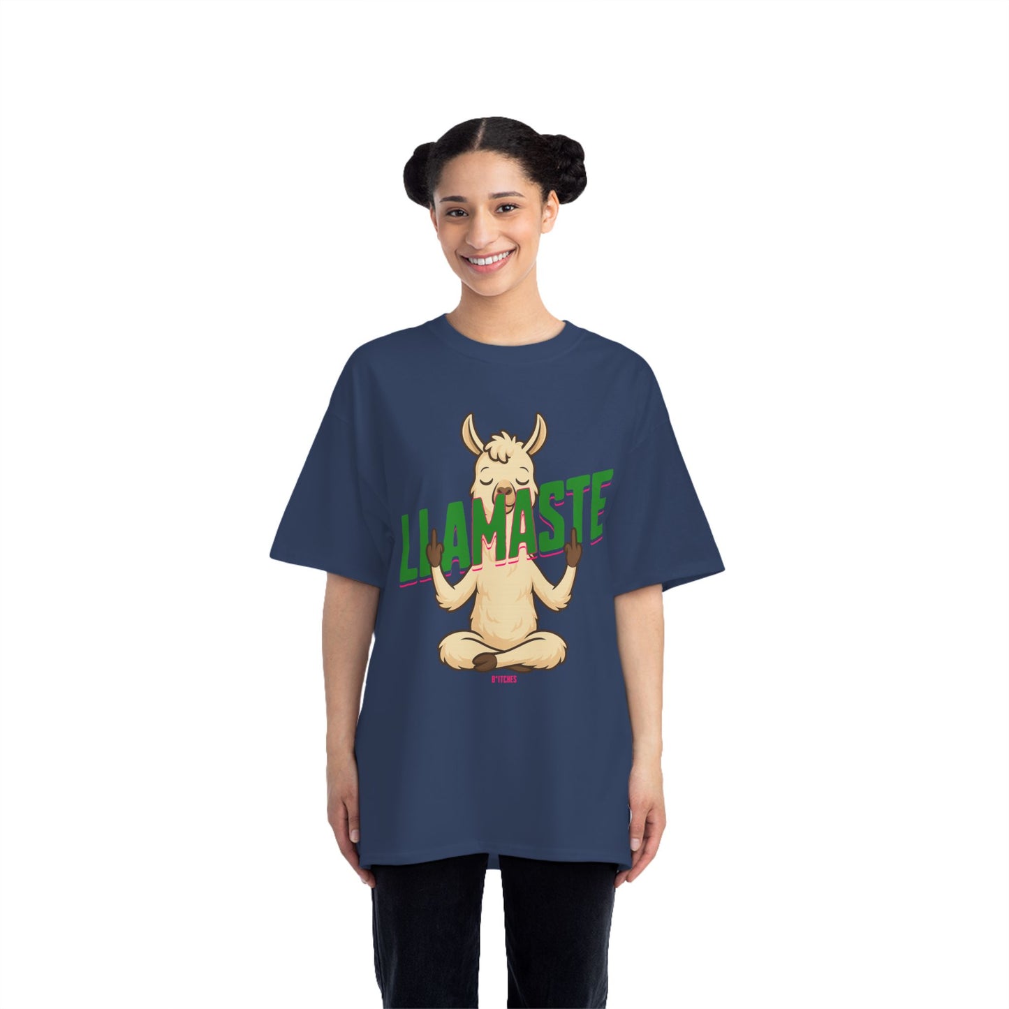 Funny Oversized T-Shirt Print – Yoga Llama Graphic Tee for Men & Women