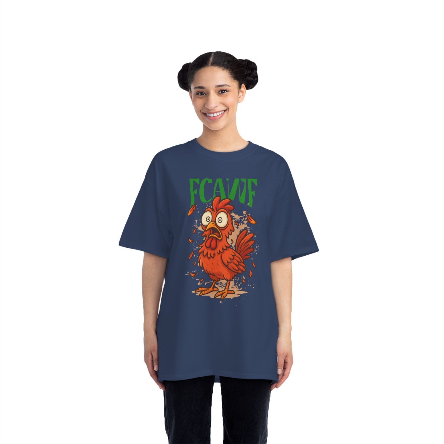 Funny Oversized Chicken T-Shirt – Graphic Tee Print for Men & Women | Shocked Chicken Cartoon Design