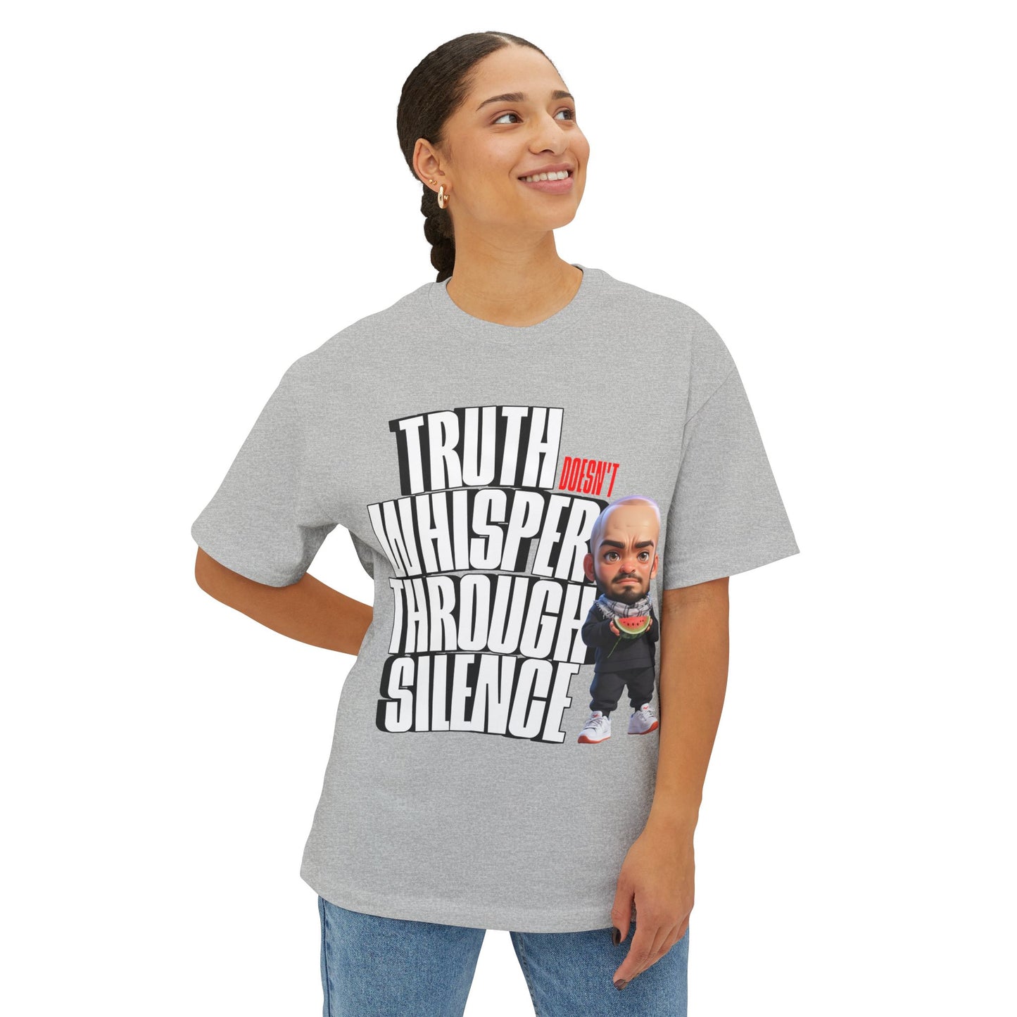 Truth Doesn’t Whisper Through Silence Oversized Tee – Pro-Palestine Graphic Shirt - FPD