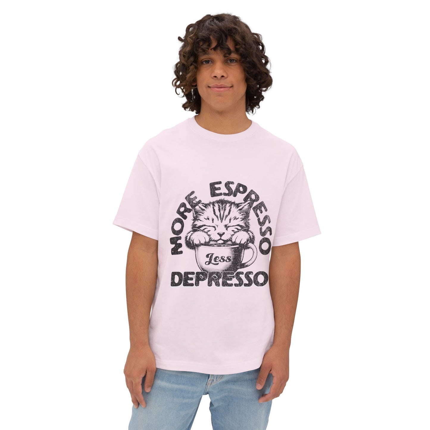 FPD - More Espresso Less Depresso Oversized Tee – Coffee & Mood Statement