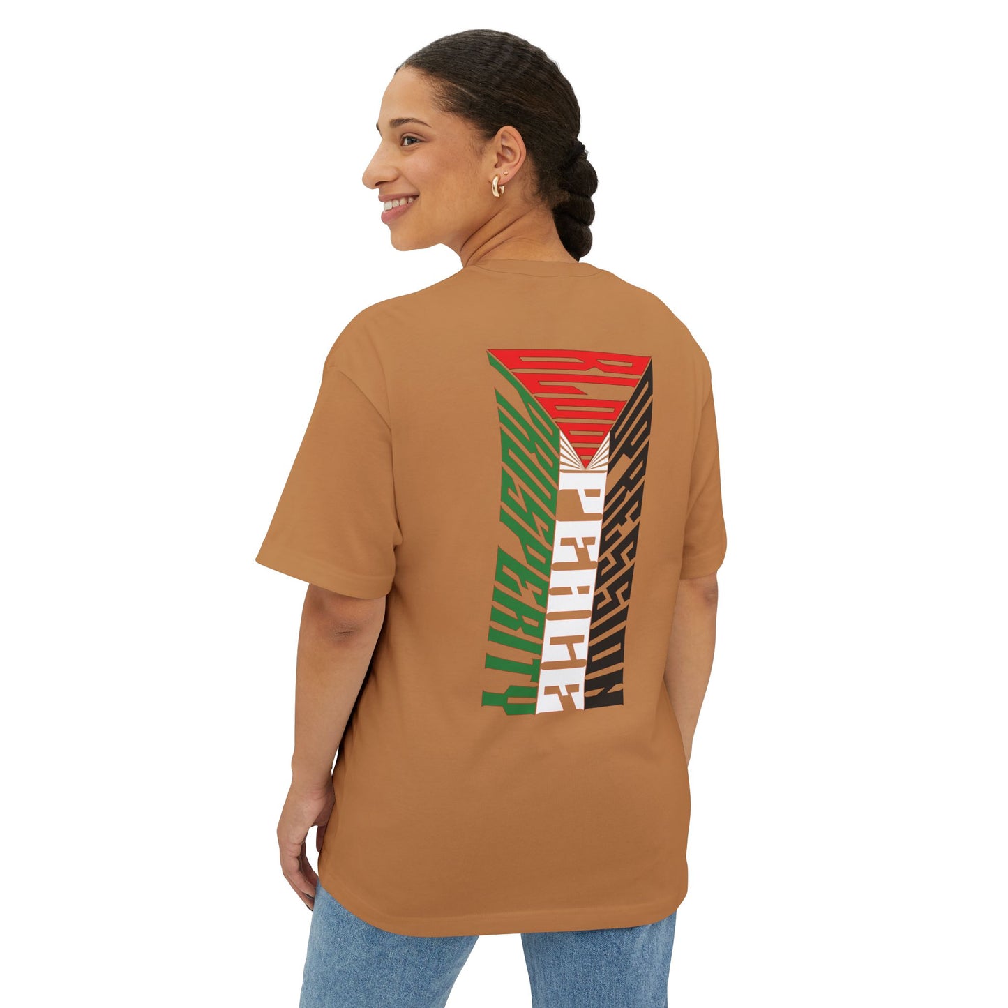 Palestinian Flag Blood Peace Prosperity Oversized Tee – Freedom & Solidarity Shirt - F&BPD
