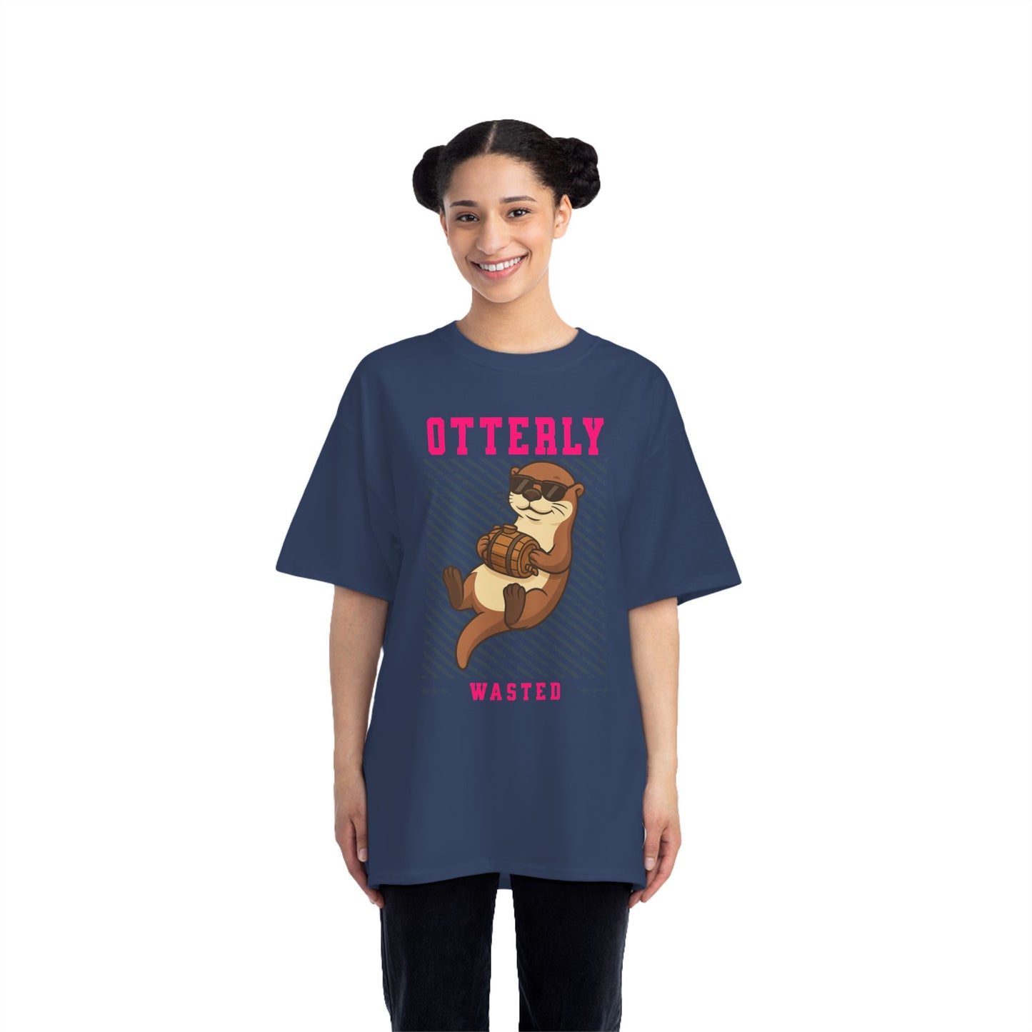 Otterly Wasted Oversized T-Shirt – Funny Animal Pun Graphic Tee | Custom Beer Party Print