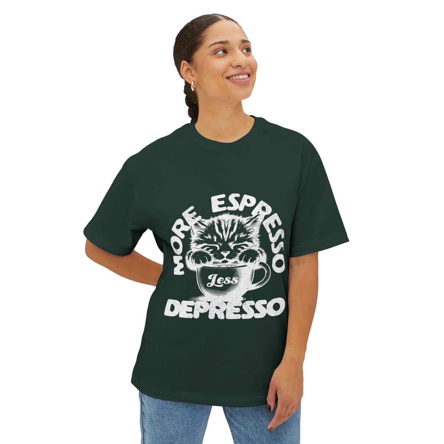 FPD - More Espresso Less Depresso Oversized Tee – Coffee & Mood Statement