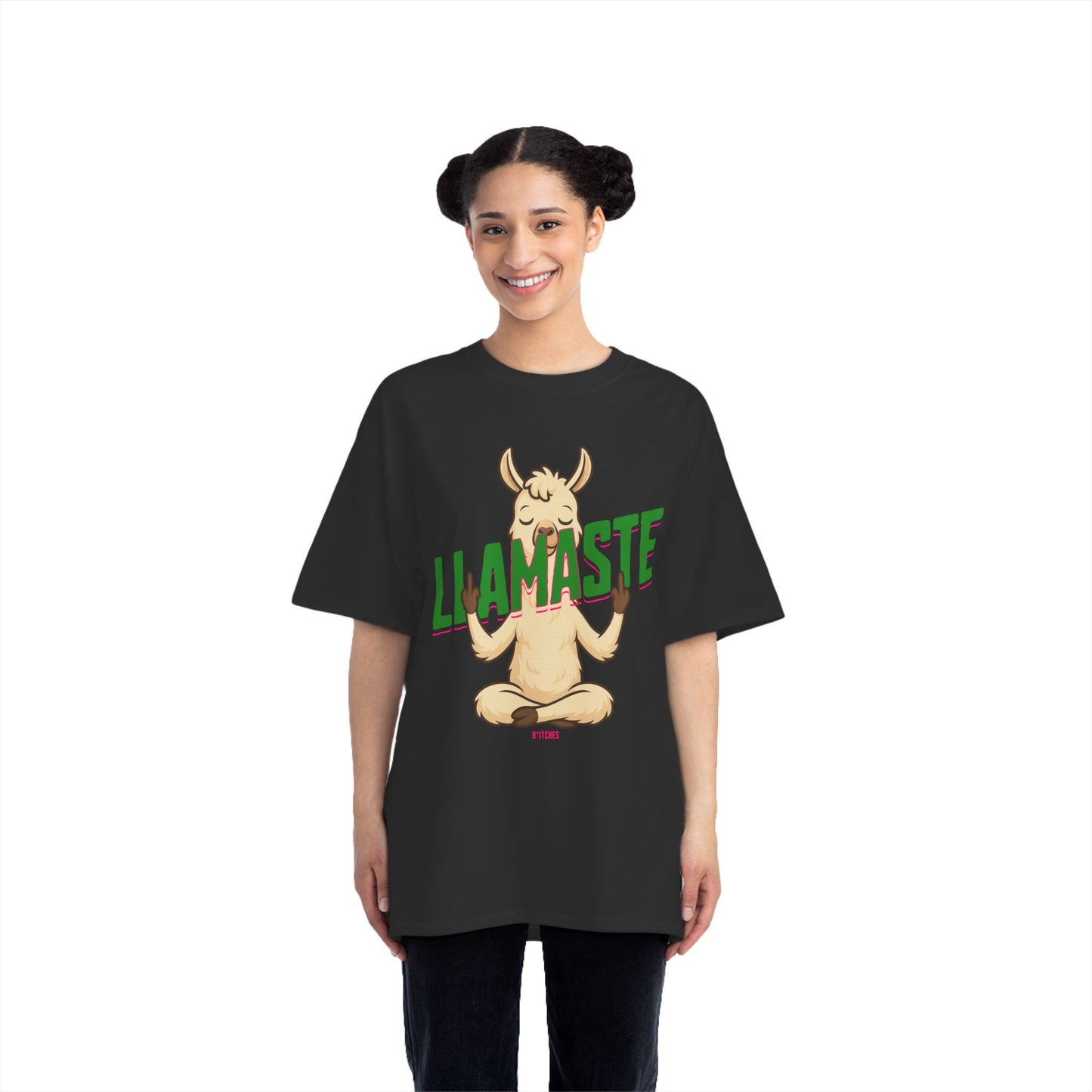 Funny Oversized T-Shirt Print – Yoga Llama Graphic Tee for Men & Women