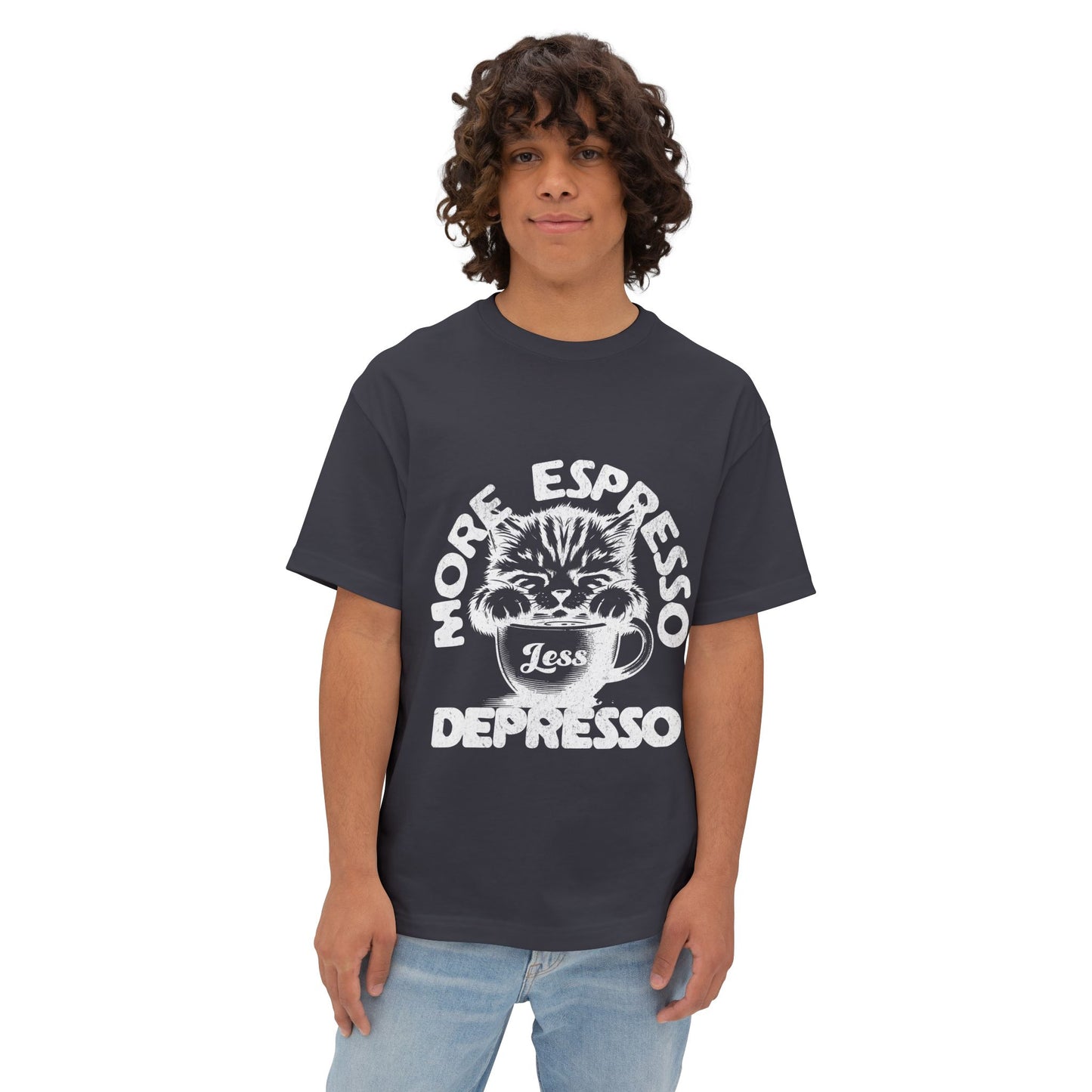 FPD - More Espresso Less Depresso Oversized Tee – Coffee & Mood Statement
