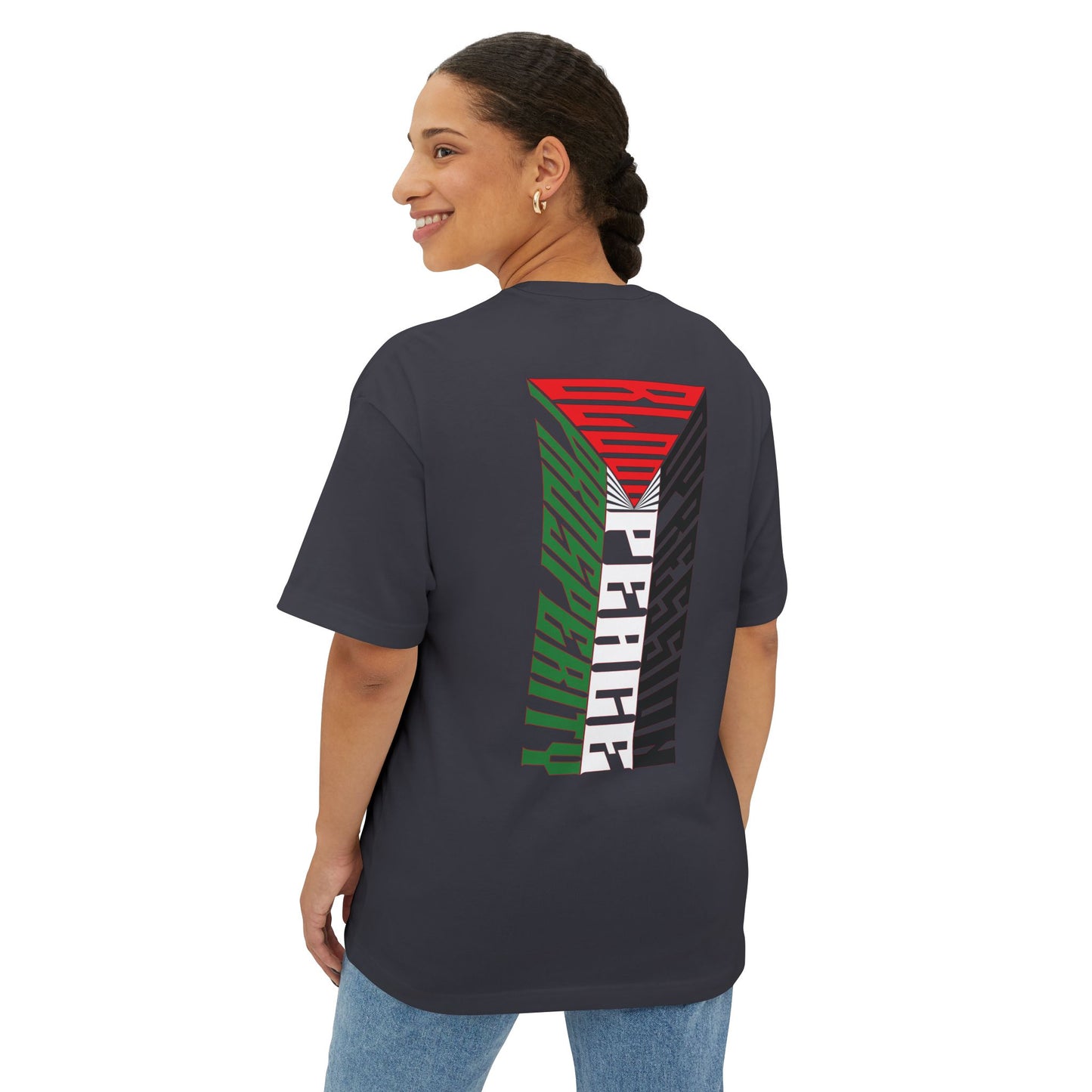 Palestinian Flag Blood Peace Prosperity Oversized Tee – Freedom & Solidarity Shirt - F&BPD