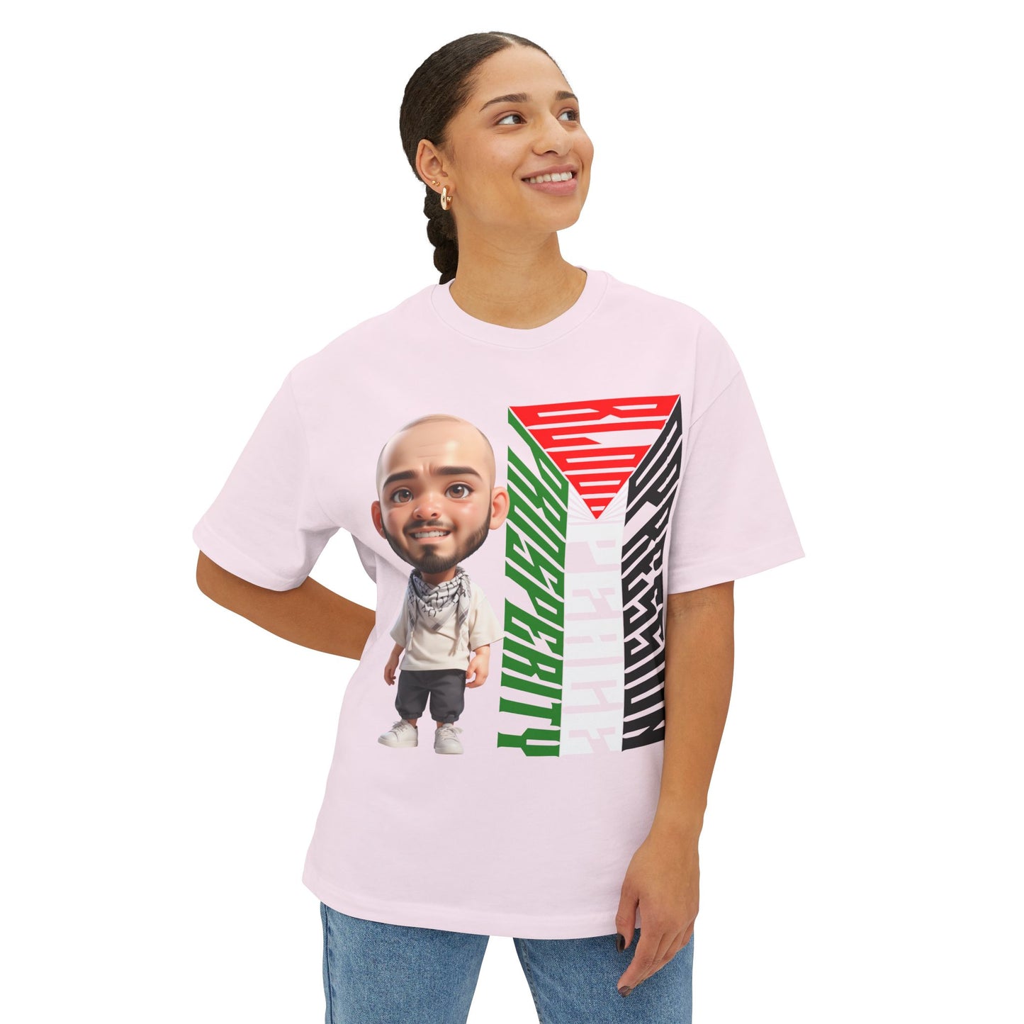 Palestinian Flag Freedom Peace Equality Oversized Tee – Solidarity Shirt - FPD