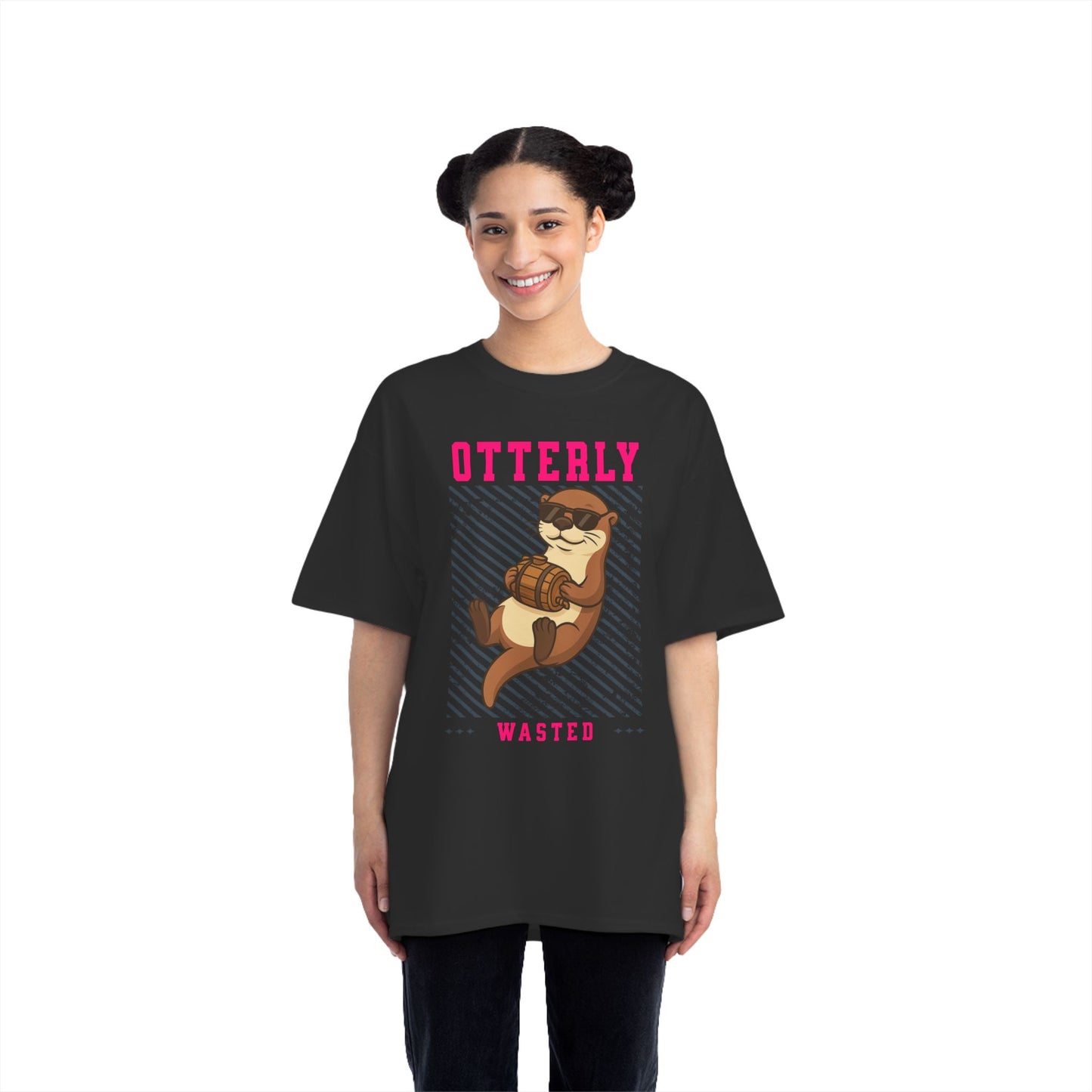 Otterly Wasted Oversized T-Shirt – Funny Animal Pun Graphic Tee | Custom Beer Party Print