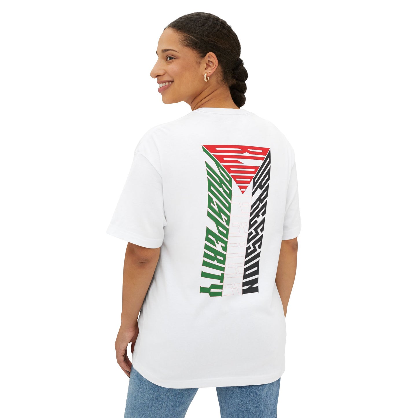 Palestinian Flag Blood Peace Prosperity Oversized Tee – Freedom & Solidarity Shirt - F&BPD