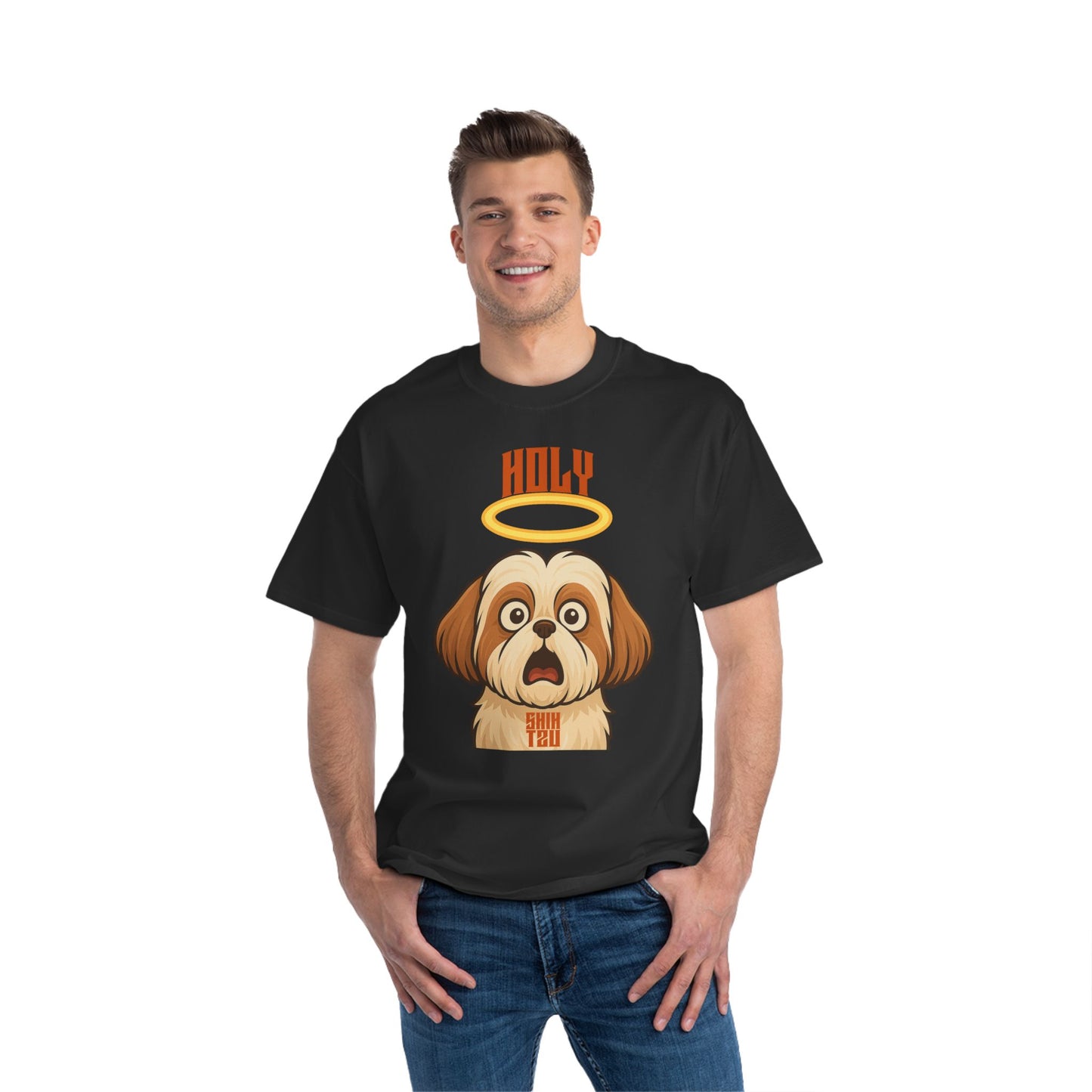 Holy Shih Tzu Oversized T-Shirt – Funny Graphic Print Tee for Men & Women