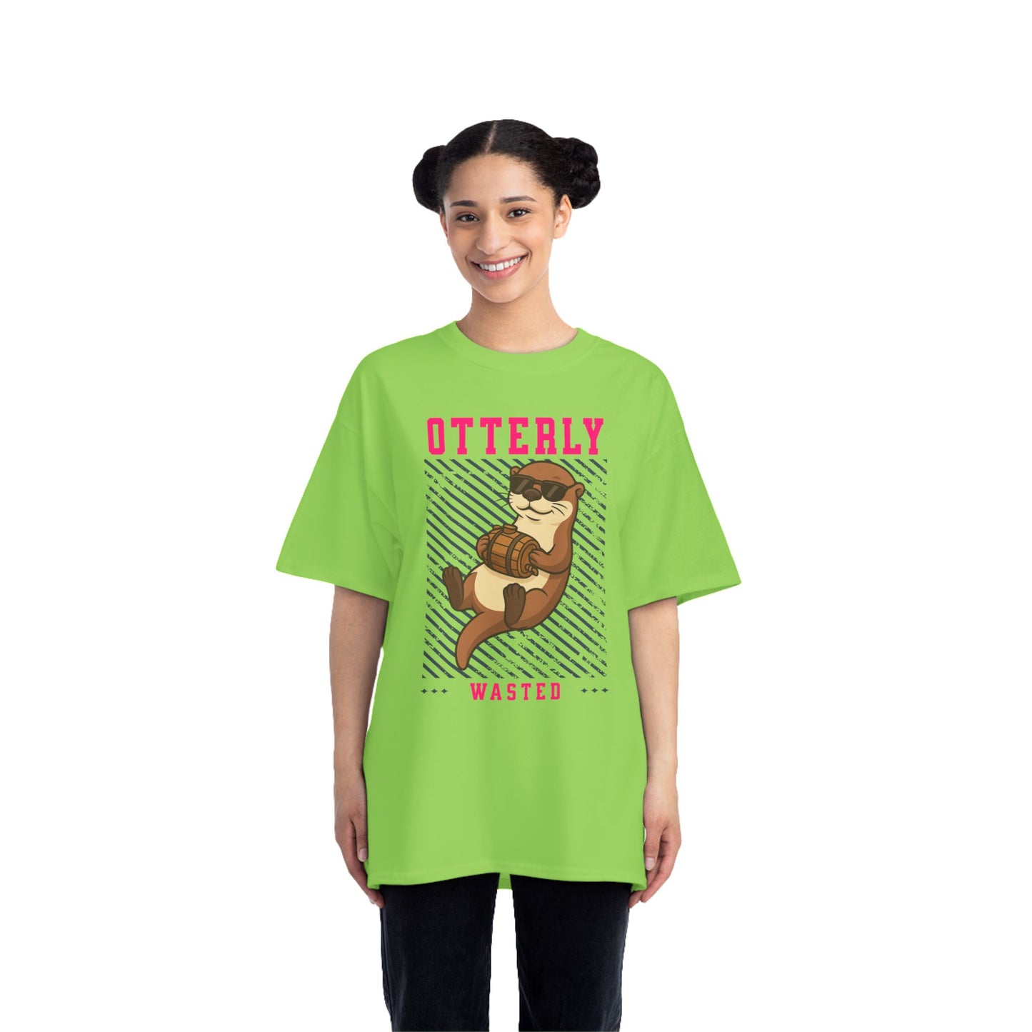 Otterly Wasted Oversized T-Shirt – Funny Animal Pun Graphic Tee | Custom Beer Party Print