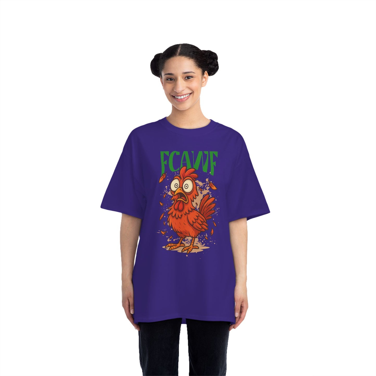 Funny Oversized Chicken T-Shirt – Graphic Tee Print for Men & Women | Shocked Chicken Cartoon Design