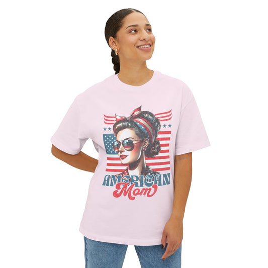 American Mom Oversized T-Shirt – Relaxed Patriotic Style for Moms