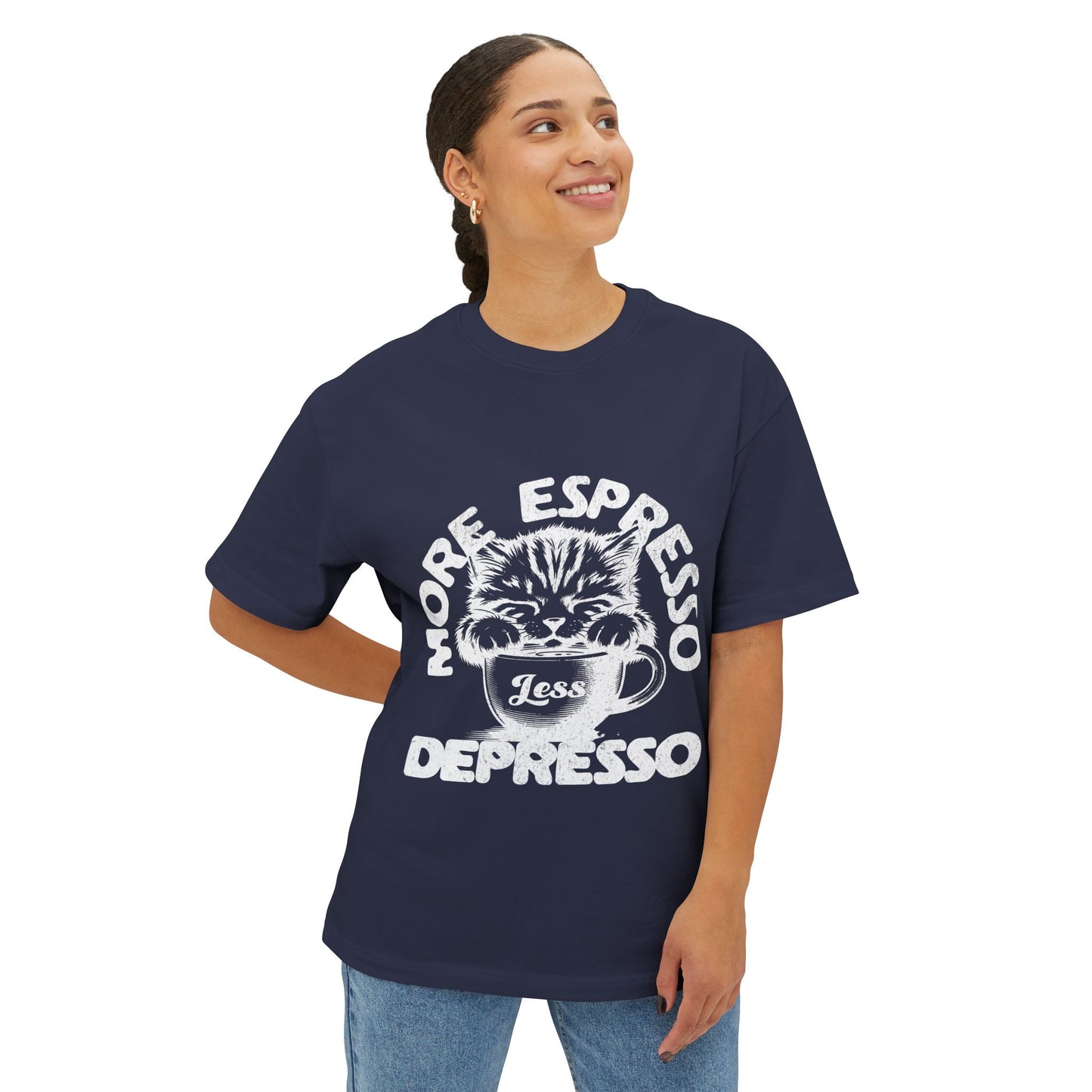 FPD - More Espresso Less Depresso Oversized Tee – Coffee & Mood Statement