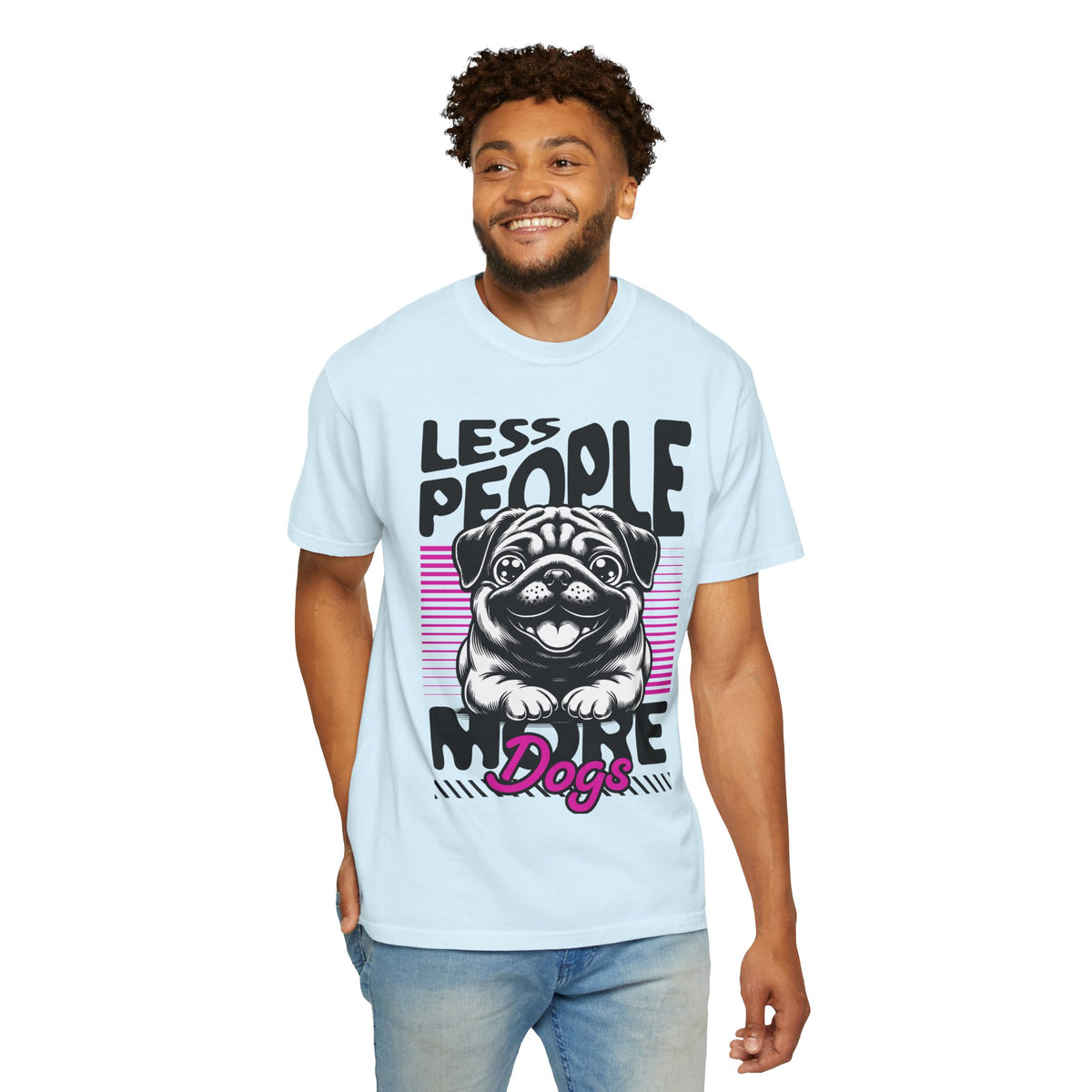 FPD - Less People More Dogs T-Shirt | Cute Pug Introvert Graphic Tee | Funny Pet Lover Gift Shirt