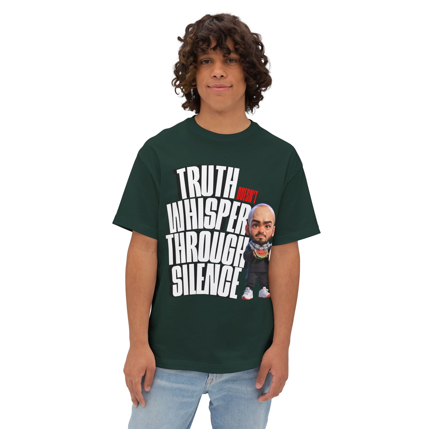 Truth Doesn’t Whisper Through Silence Oversized Tee – Pro-Palestine Graphic Shirt - FPD