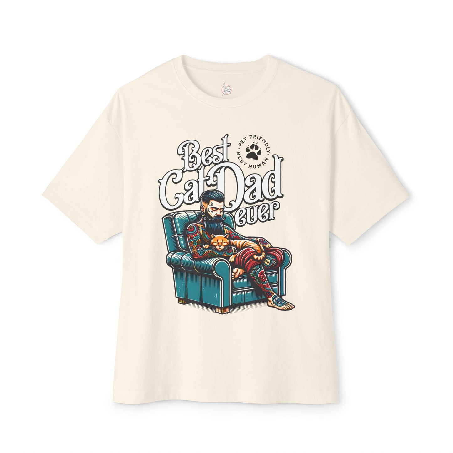 Best Cat Dad Ever Oversized T-Shirt – Relaxed Fit Cat Lover Tee - FPD