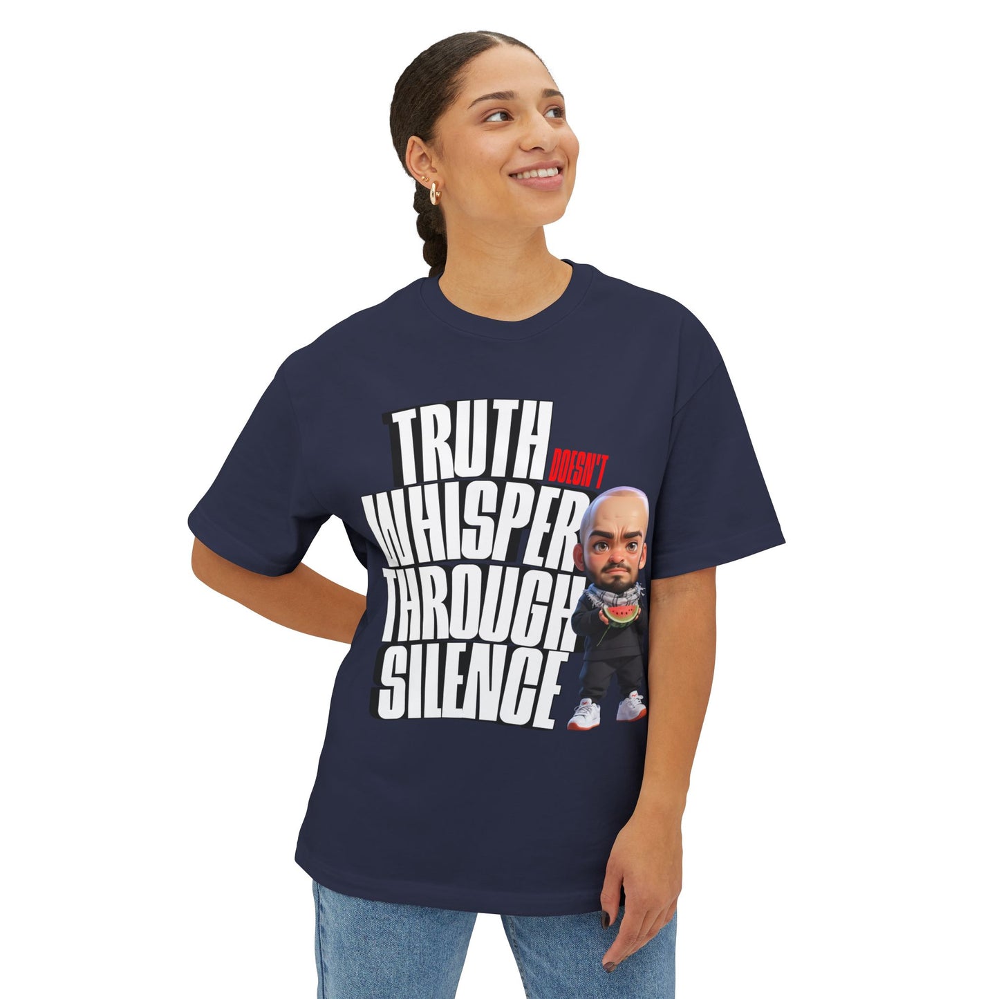 Truth Doesn’t Whisper Through Silence Oversized Tee – Pro-Palestine Graphic Shirt - FPD