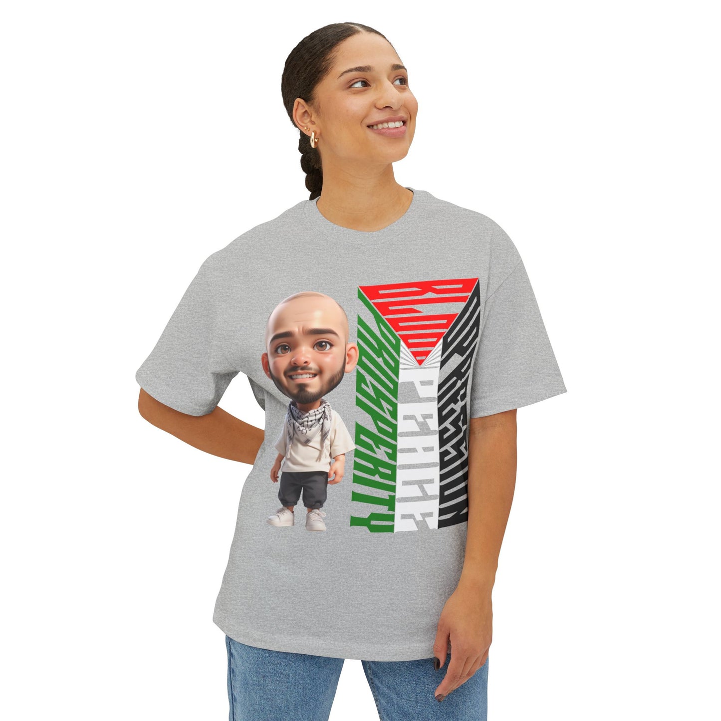 Palestinian Flag Freedom Peace Equality Oversized Tee – Solidarity Shirt - FPD