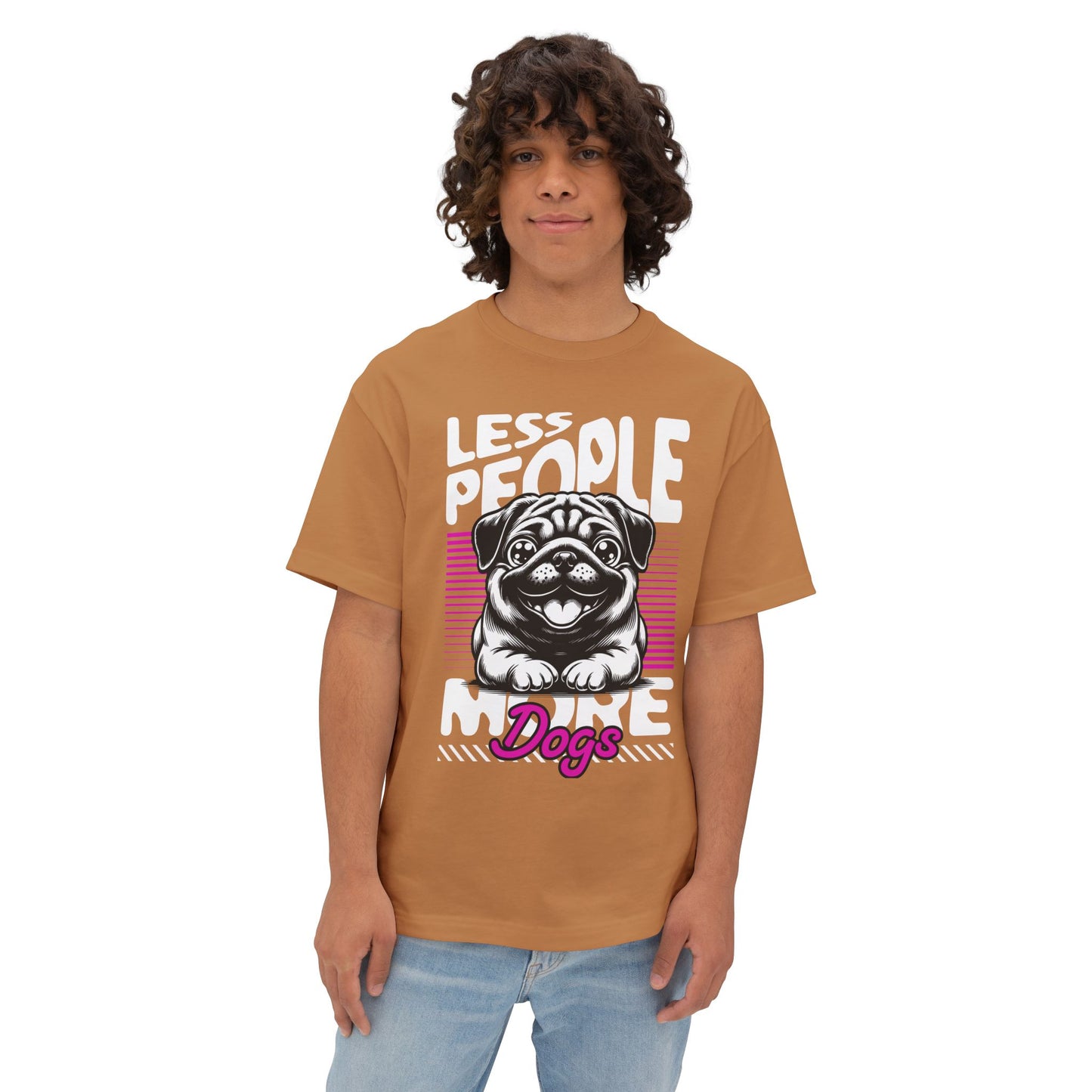 Less People More Dogs Oversized T-Shirt – Relaxed Fit Funny Dog Tee - FPD