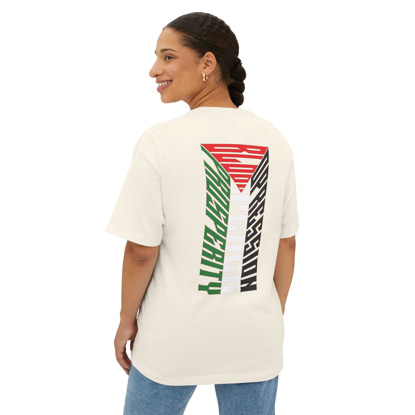 Palestinian Flag Blood Peace Prosperity Oversized Tee – Freedom & Solidarity Shirt - F&BPD