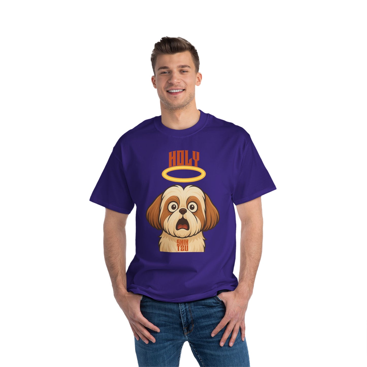 Holy Shih Tzu Oversized T-Shirt – Funny Graphic Print Tee for Men & Women