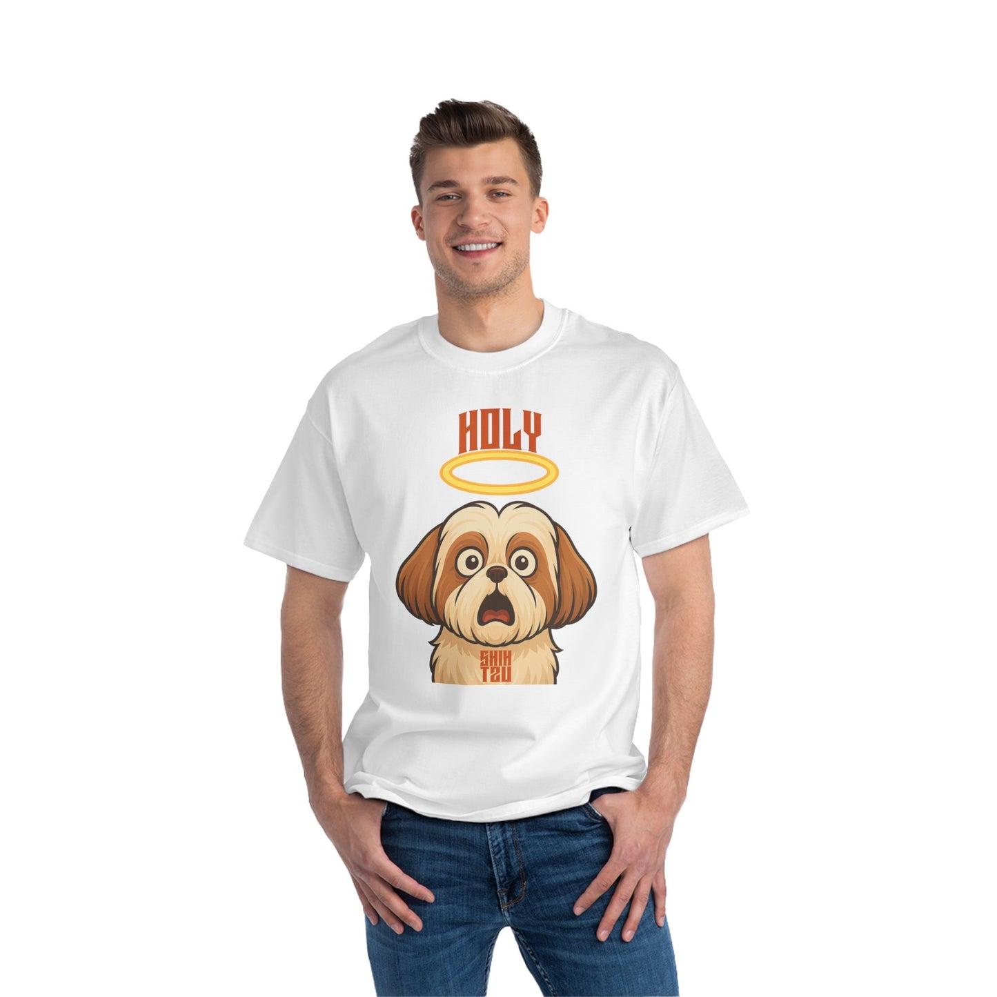 Holy Shih Tzu Oversized T-Shirt – Funny Graphic Print Tee for Men & Women