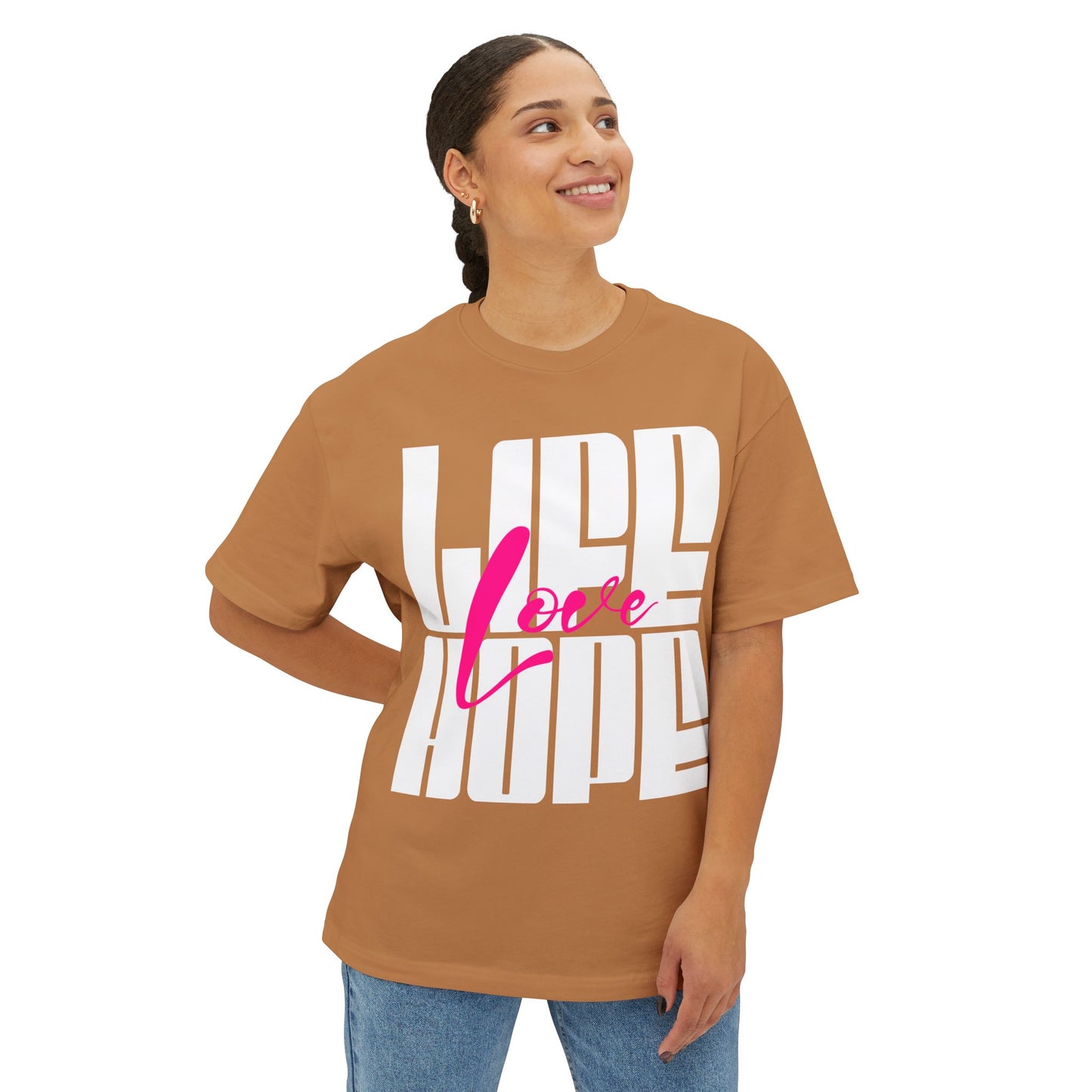 FPD - Love Life Hope Oversized Tee — Affirmation & Faith Statement Shirt