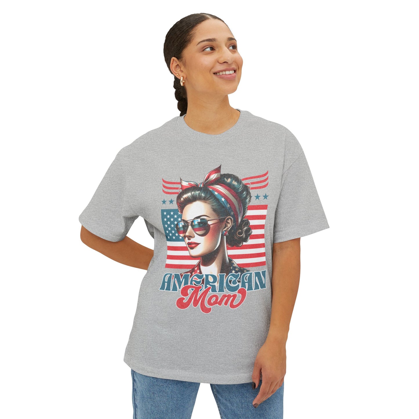 American Mom Oversized T-Shirt – Relaxed Patriotic Style for Moms