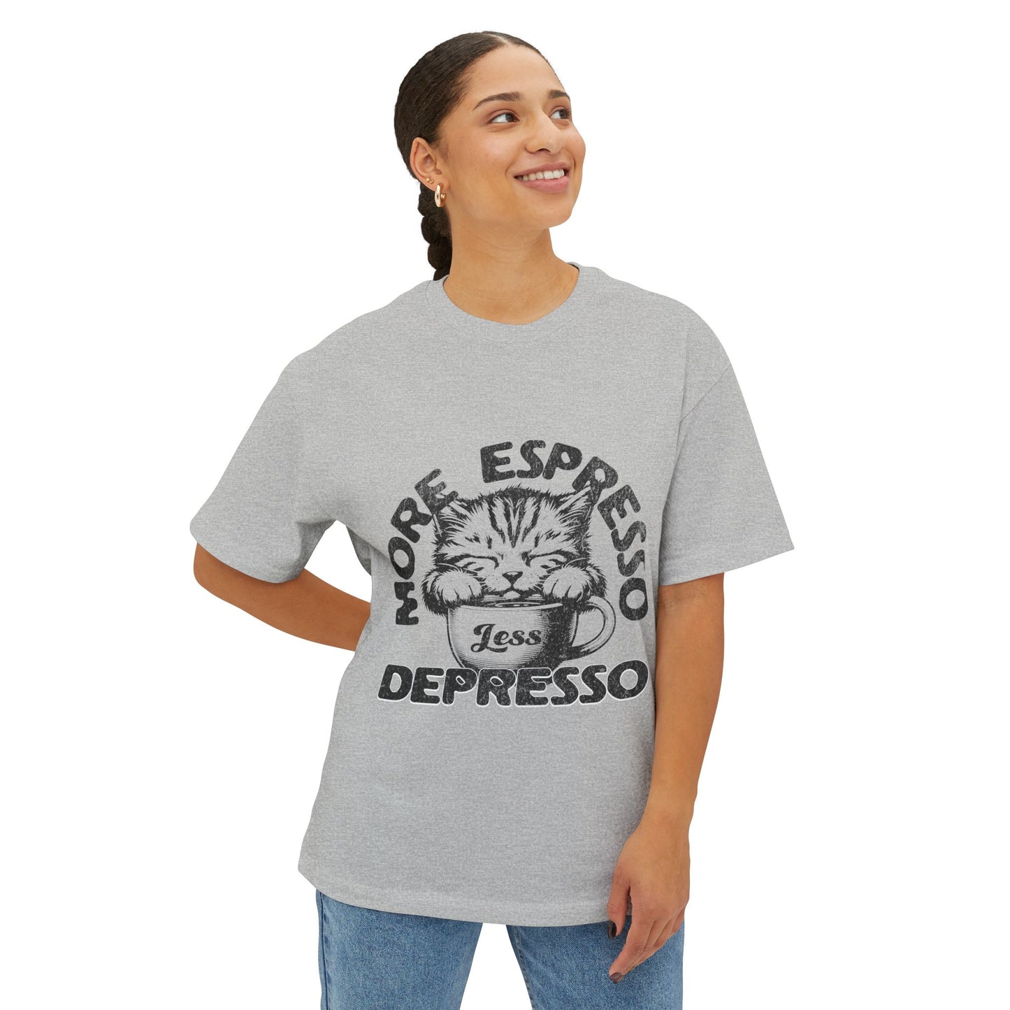 FPD - More Espresso Less Depresso Oversized Tee – Coffee & Mood Statement